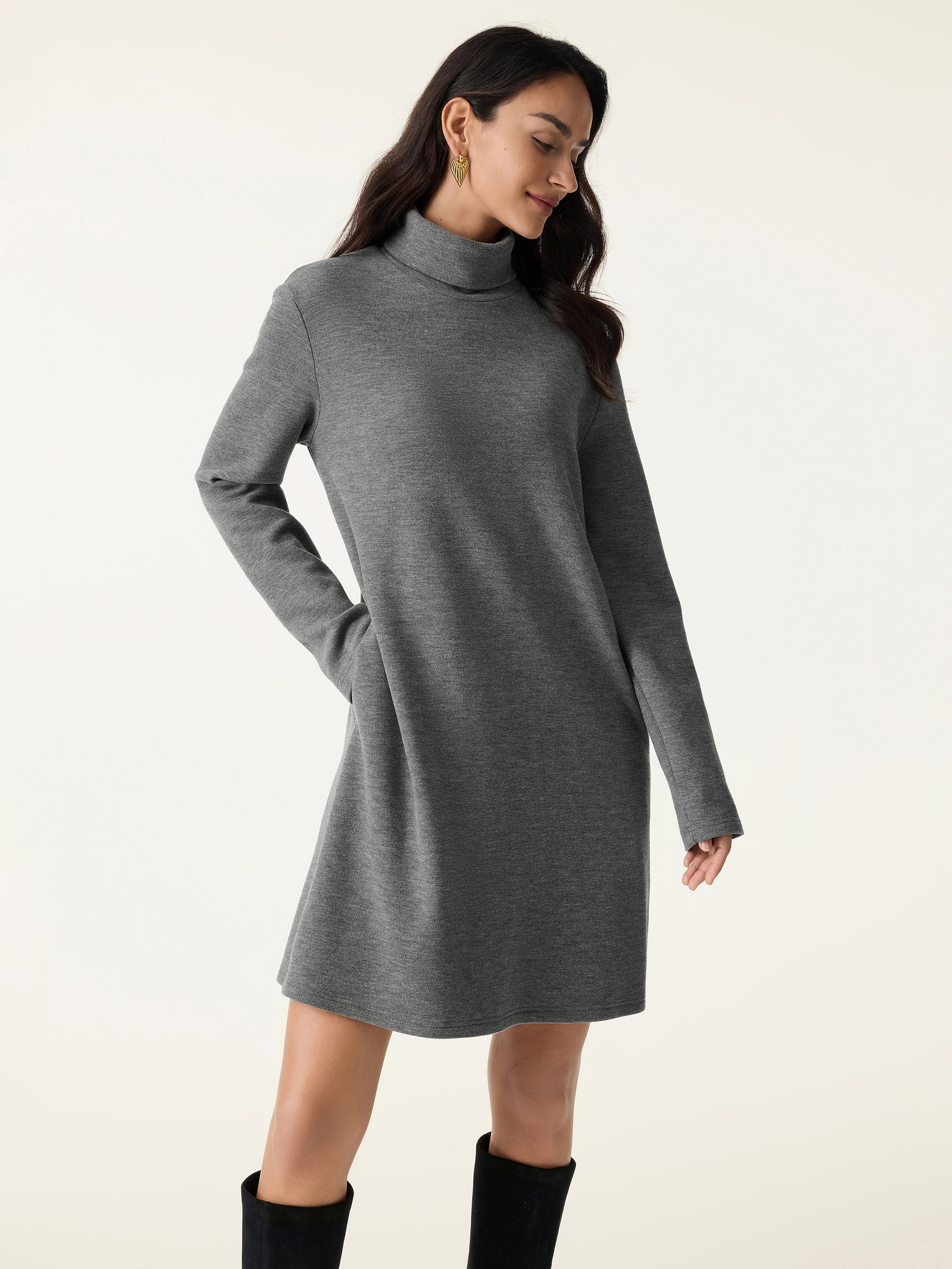Jero™ | Cozy Warm Turtleneck Mini Dress