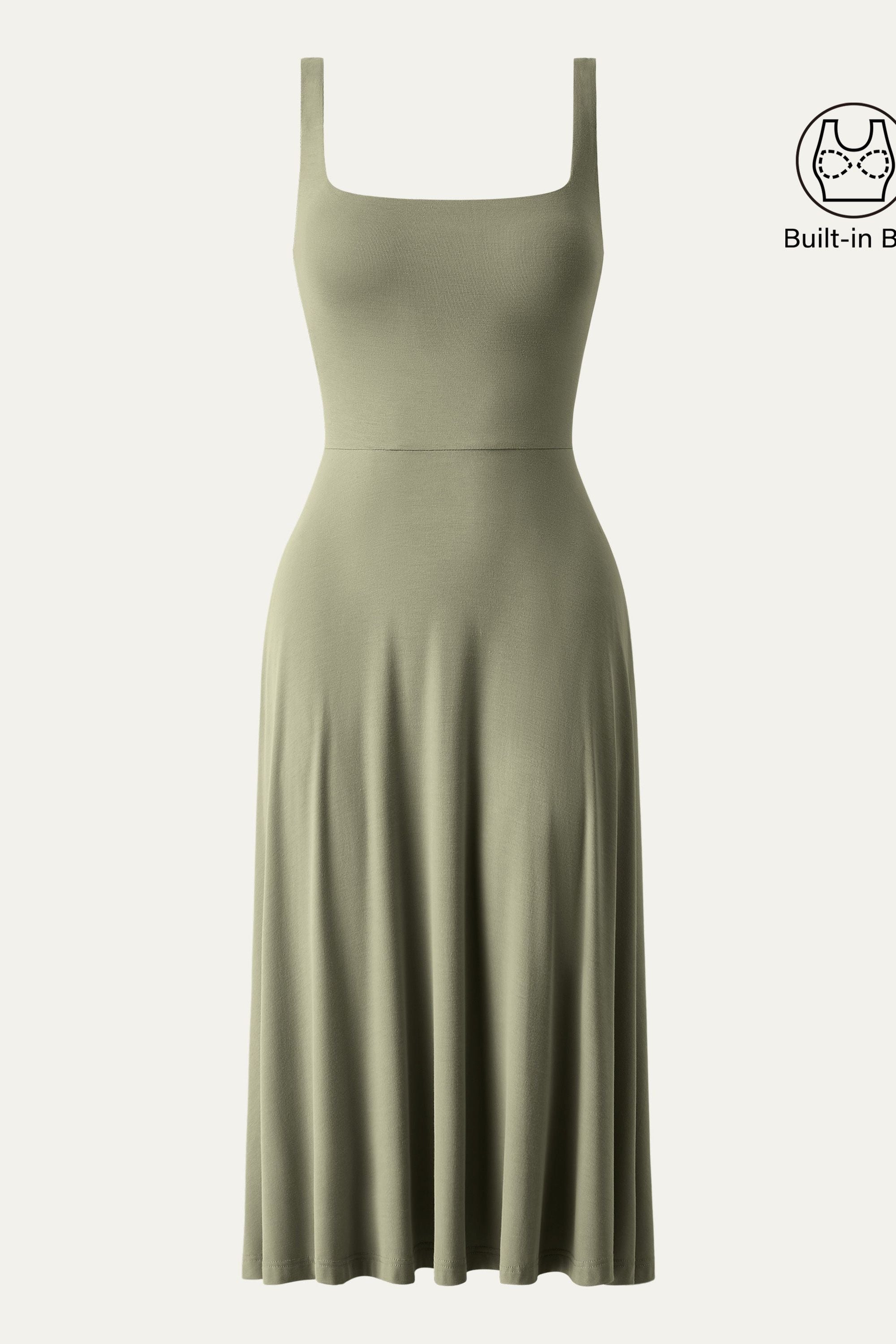 Square Neck Flowy New Airy Brami Midi Dress