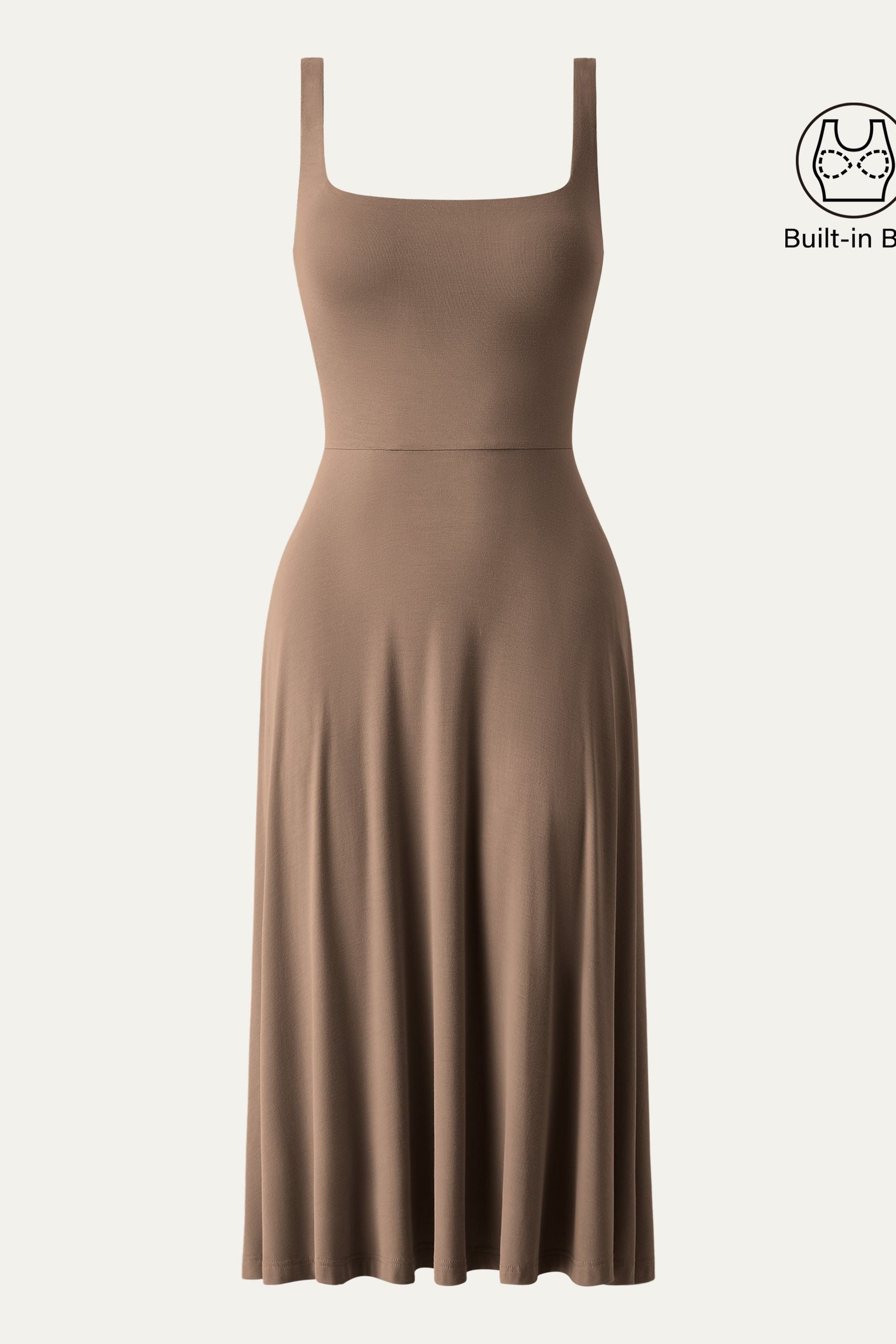 Square Neck Flowy New Airy Brami Midi Dress