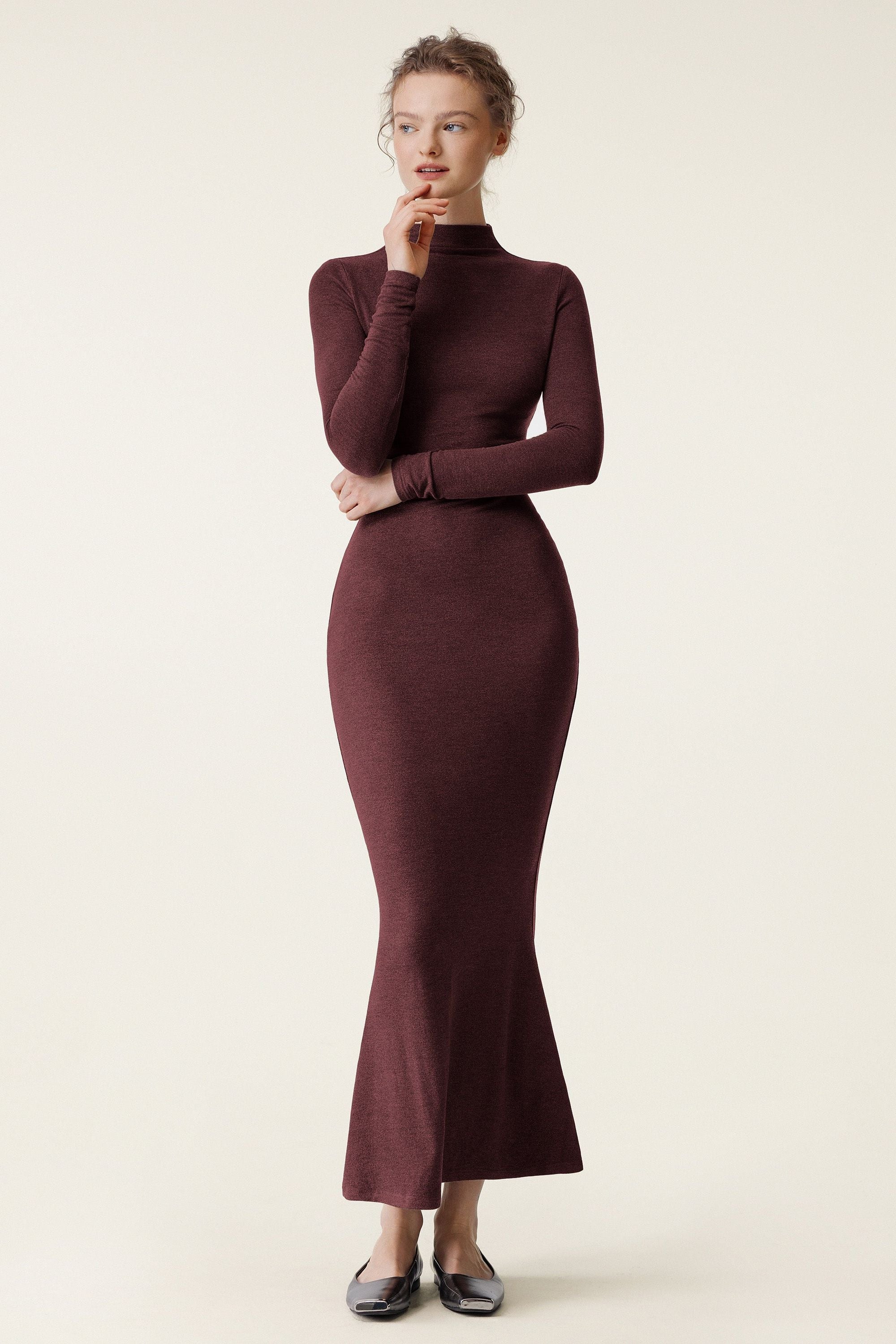 Mock Neck Fishtail Dress
