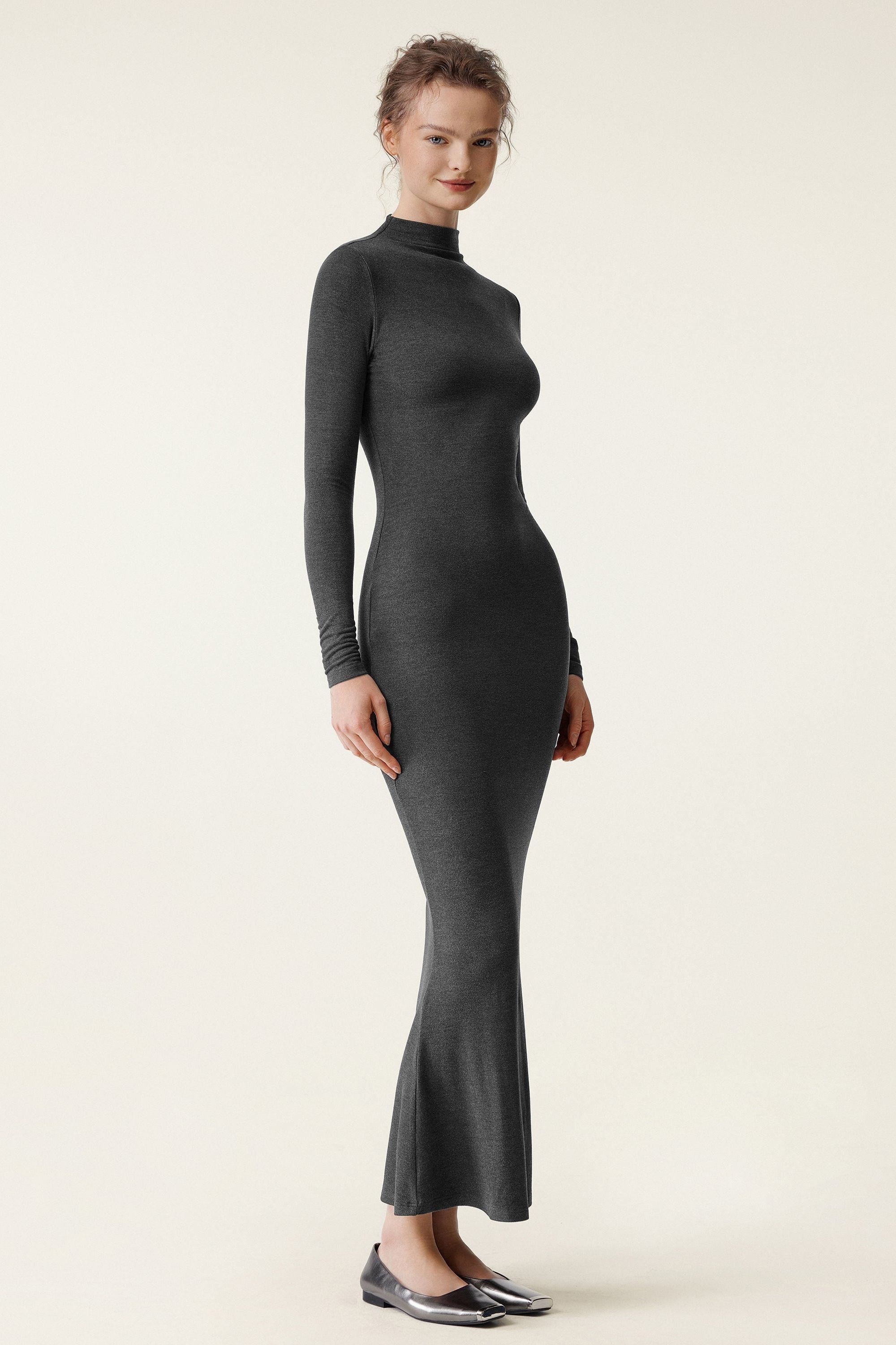 Mock Neck Fishtail Dress