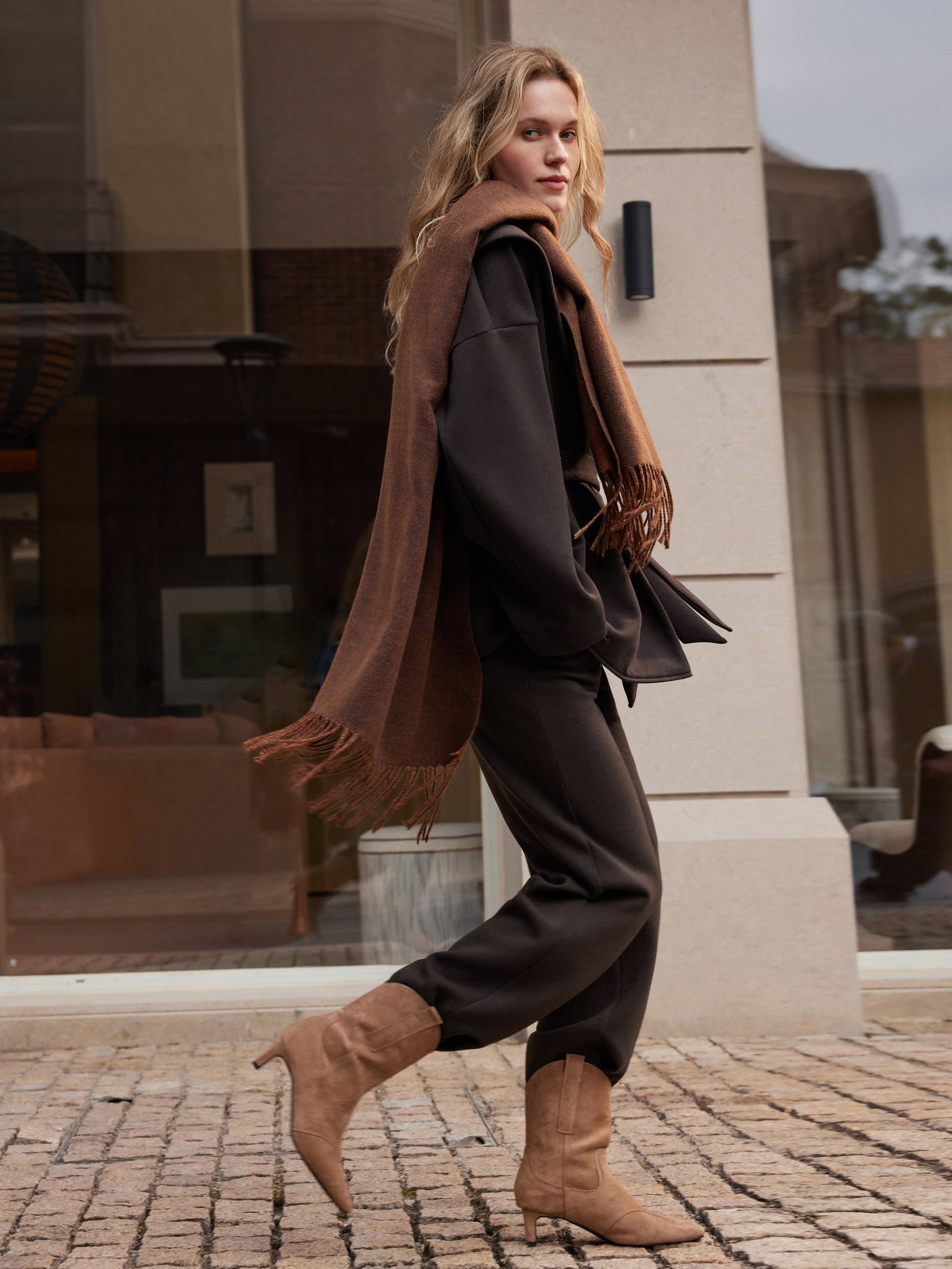 Jero ™ | 2Pcs Set Belted Shawl Collar Robe Jacket & Mid Rise Straight Pants with Pockets