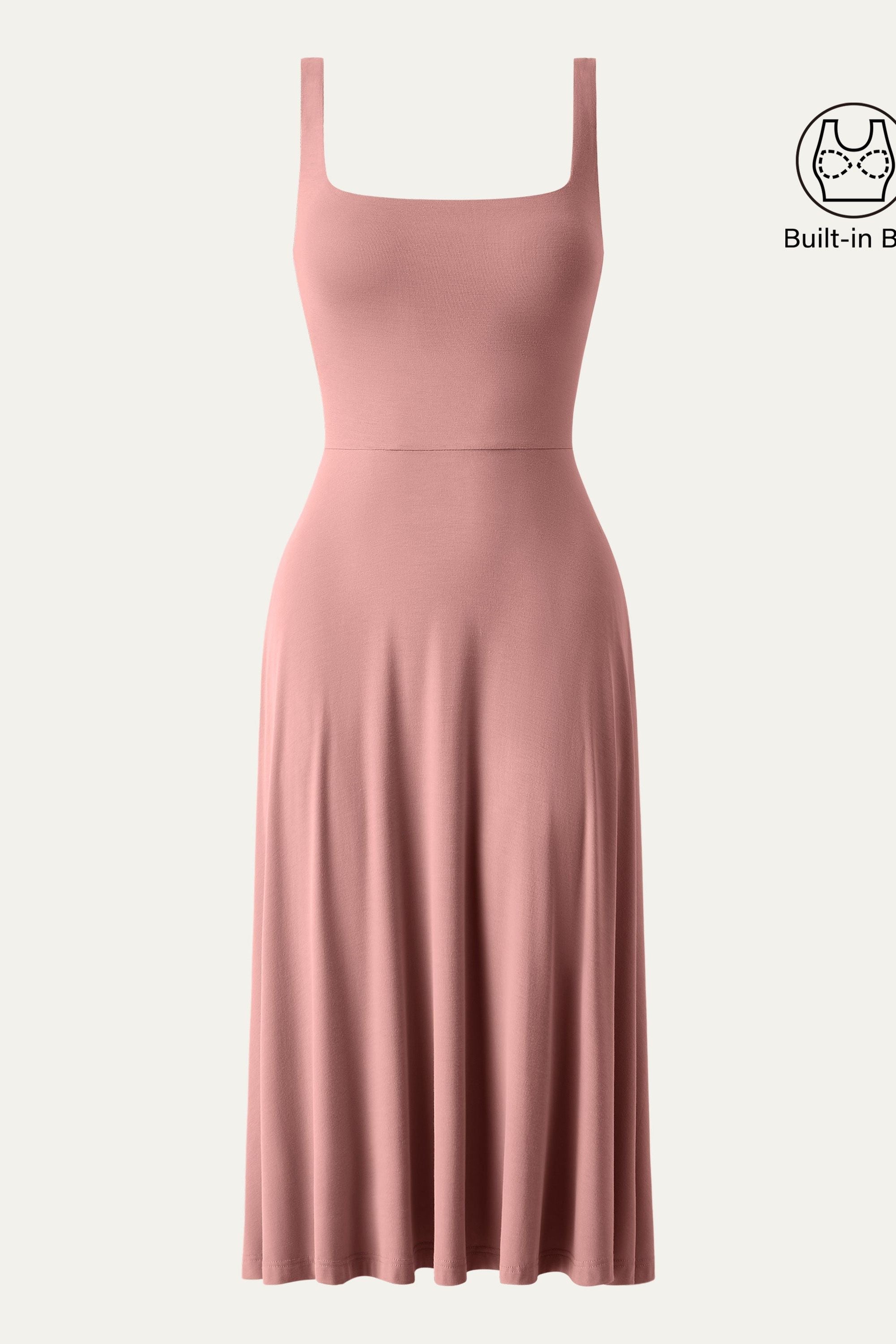 Square Neck Flowy New Airy Brami Midi Dress