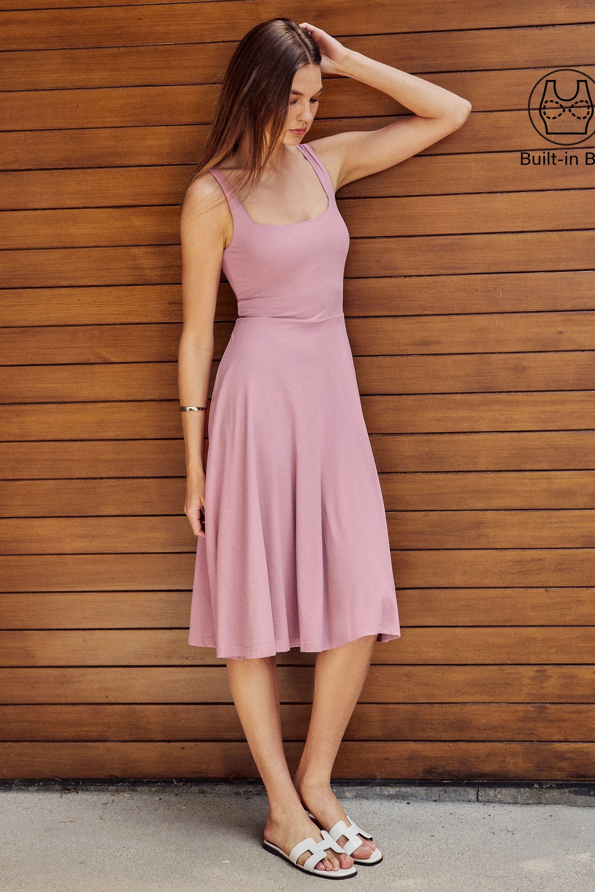 Square Neck Flowy New Airy Brami Midi Dress