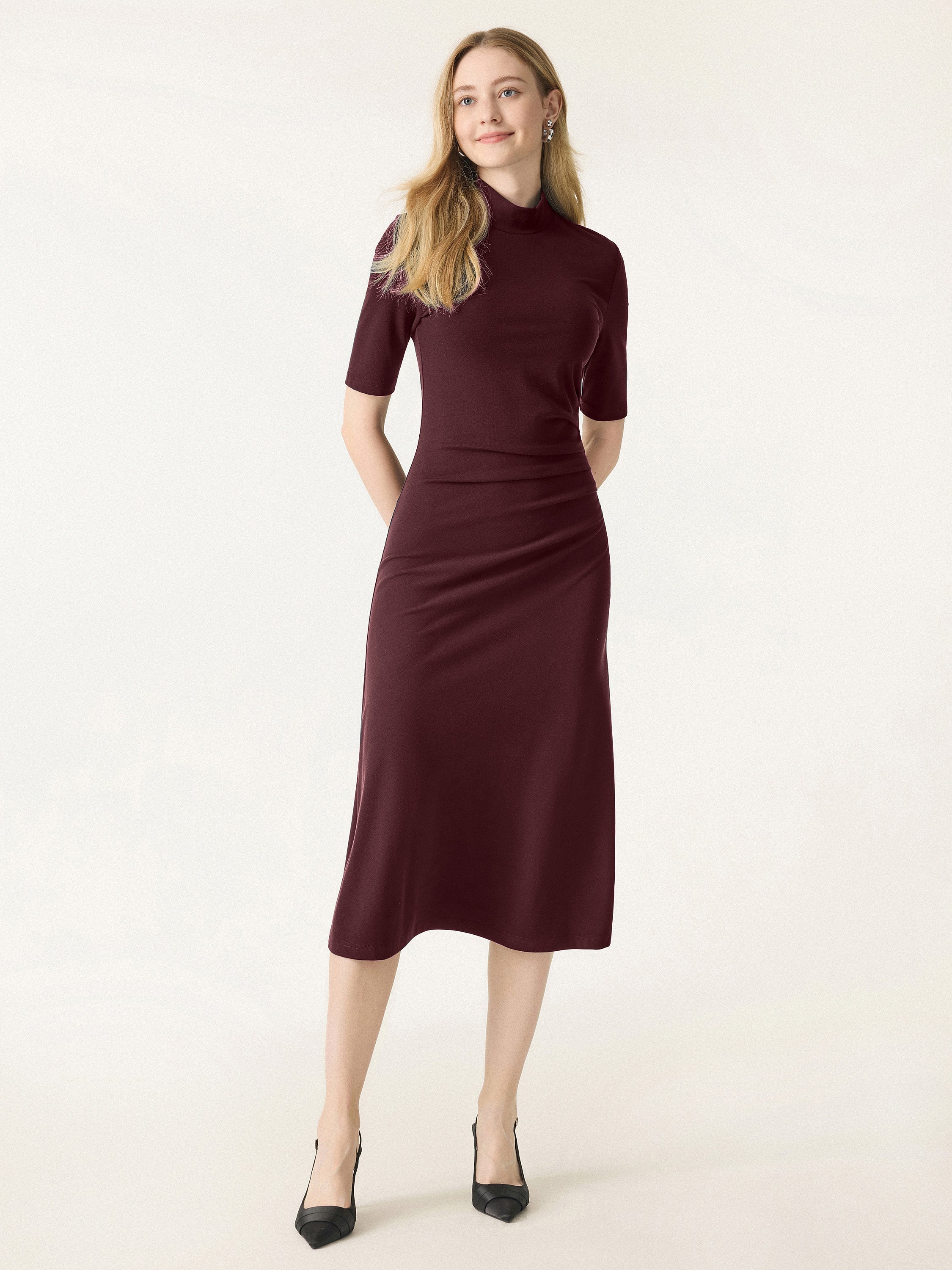 Jero™ | Length Sleeve Tucked Midi Dress