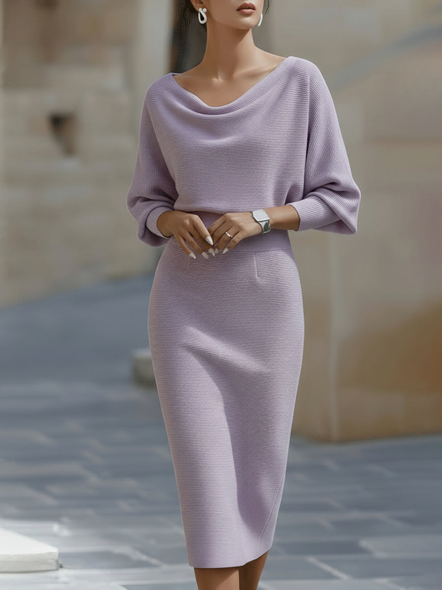 Jero™ | White Draped Batwing Midi Dress