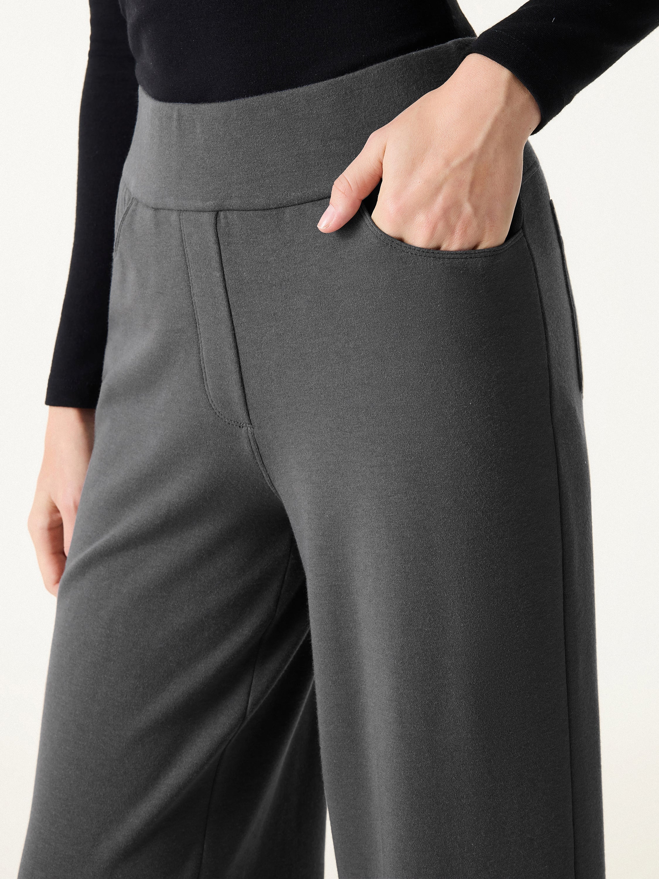 Jero™ | Waistband Wide Leg Pull-on Pants with Pockets