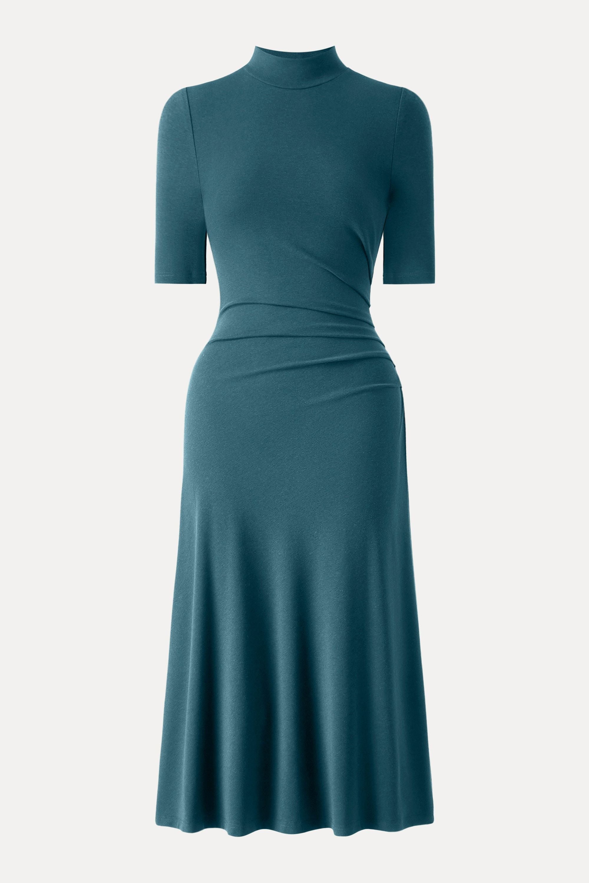 Length Sleeve Tucked Midi Dress