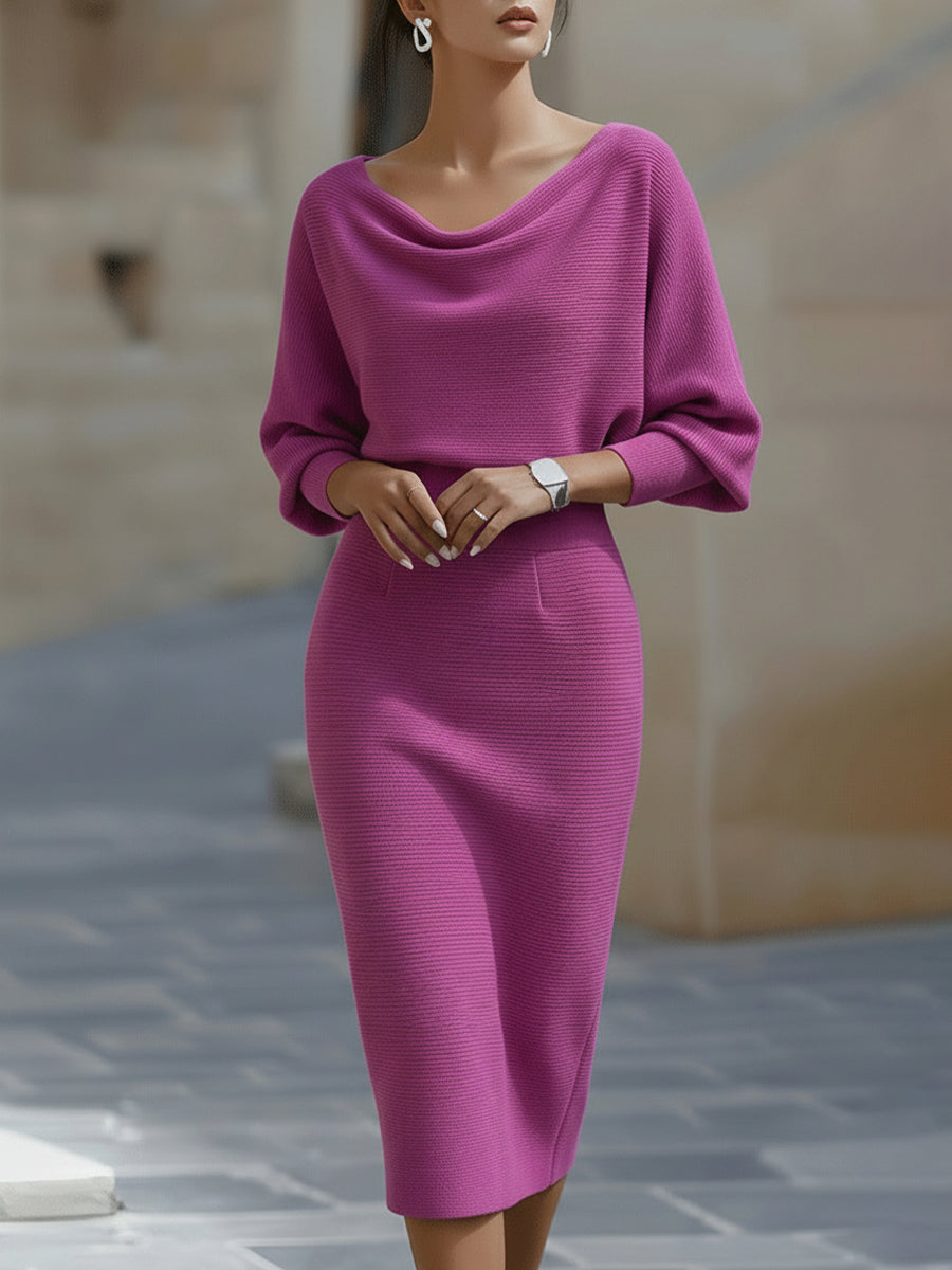 Jero™ | White Draped Batwing Midi Dress