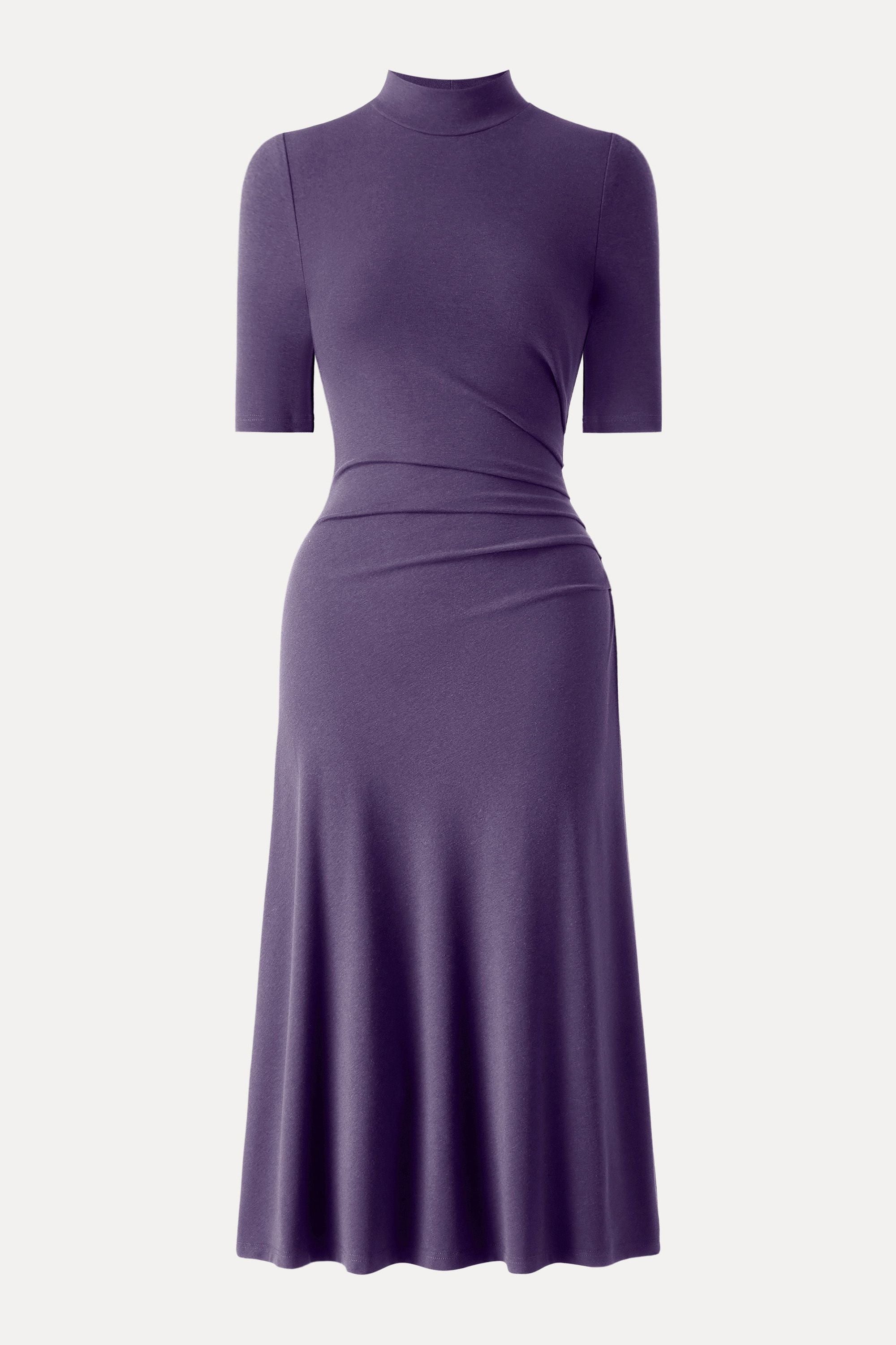 Length Sleeve Tucked Midi Dress