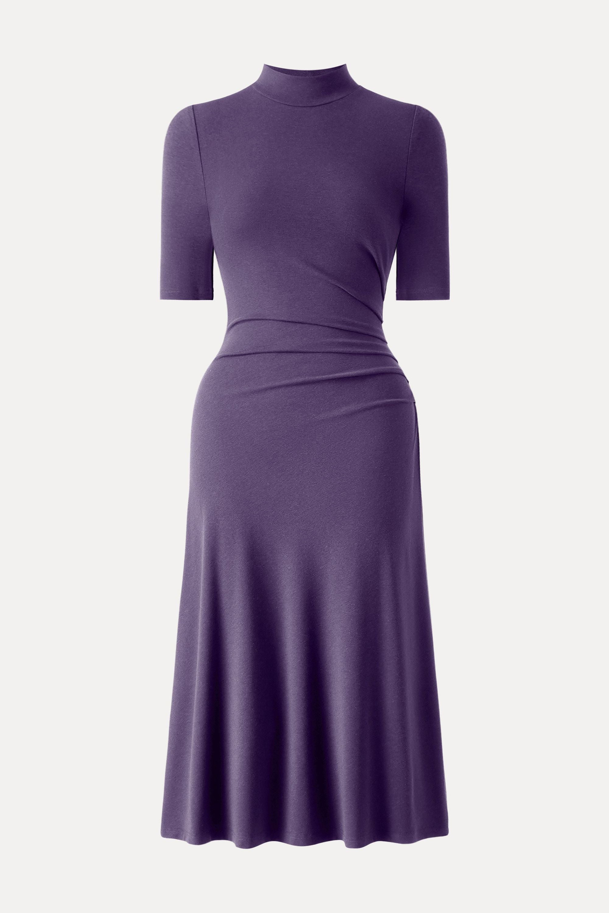 Length Sleeve Tucked Midi Dress