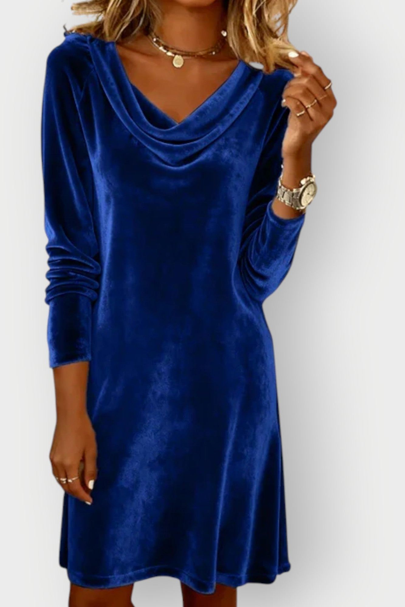 Kathleen - Drape Neck Velvet Dress