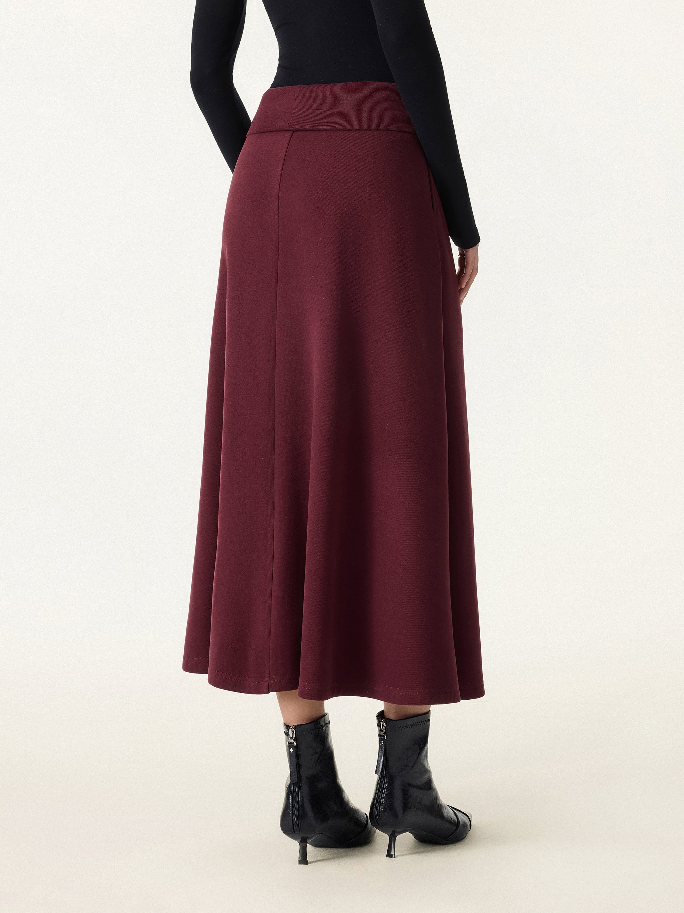 Jero ™ | 2Pcs Set Mockneck Batwing Sleeve & Midi Pull-on A-Line Skirt with Pockets