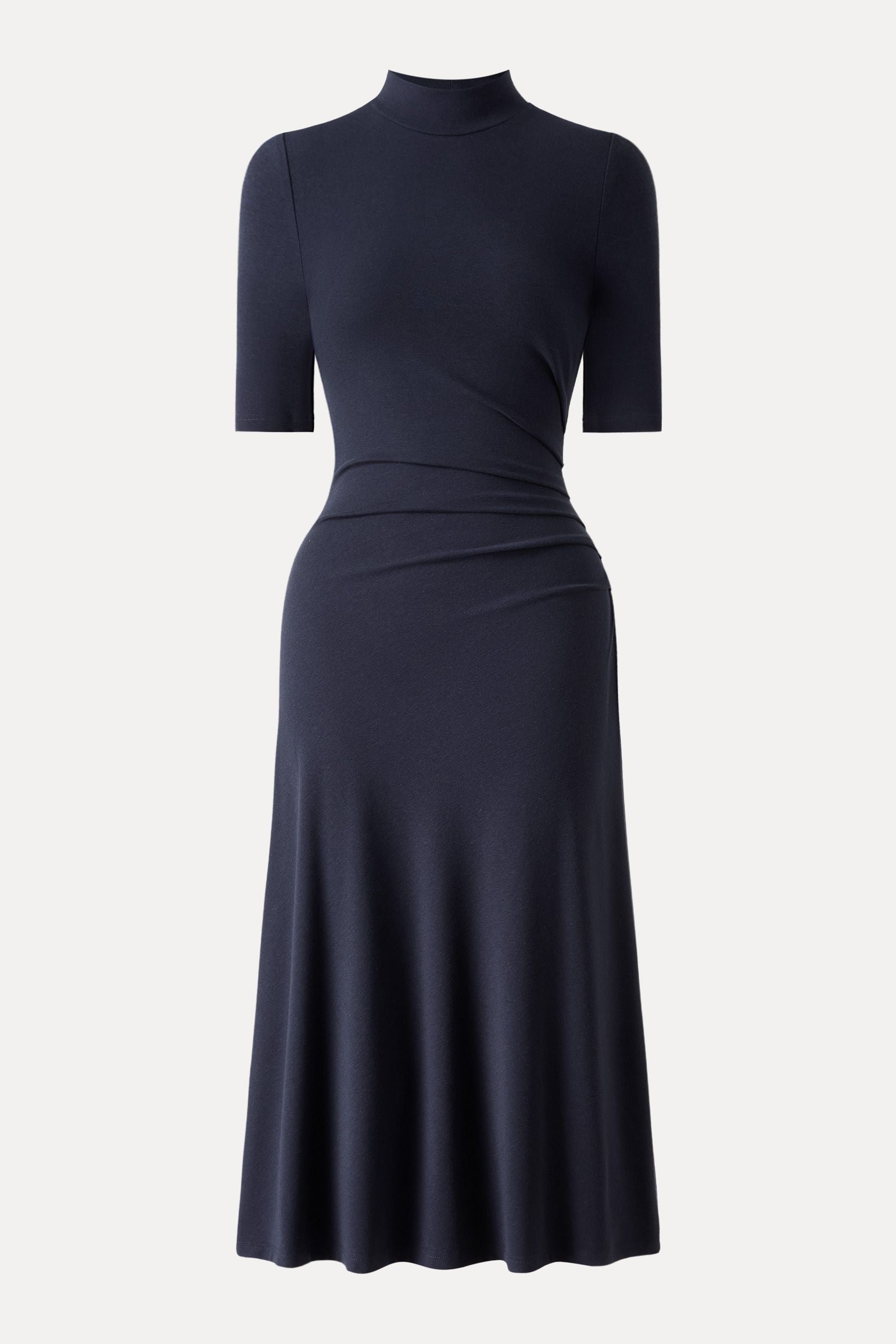 Length Sleeve Tucked Midi Dress