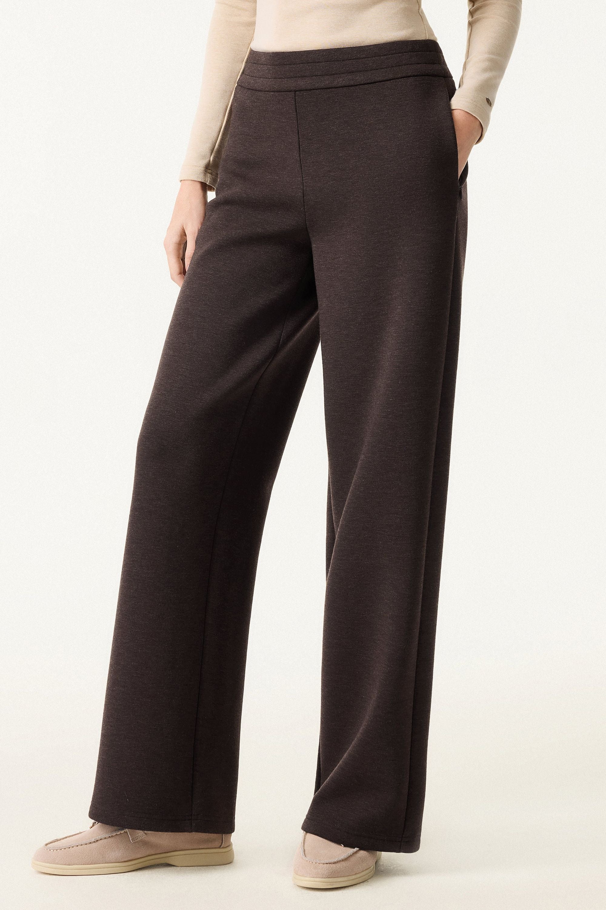 2Pcs Set Shawl Belted Outerwear & Pull-on Pants