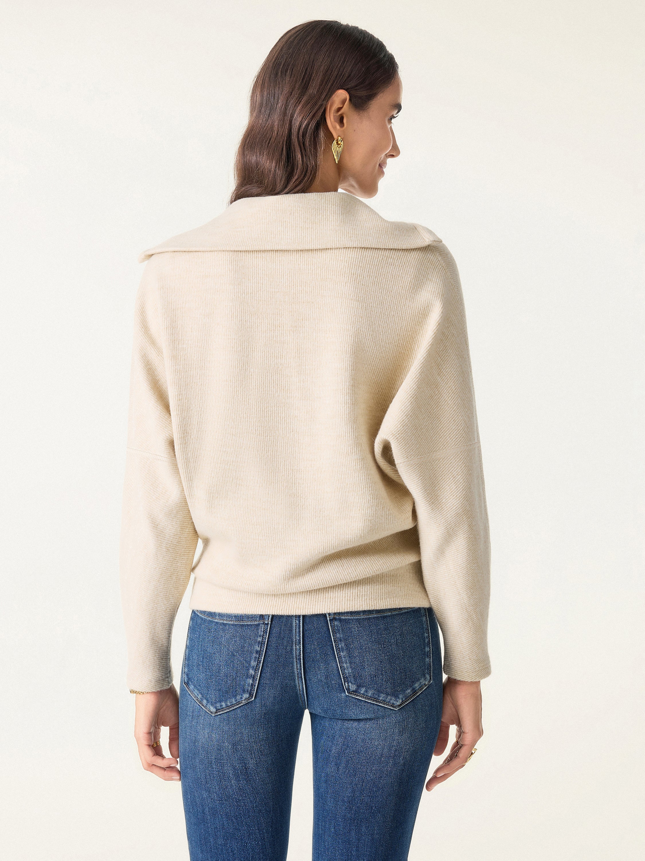 Jero ™ | 2Pcs Set Double Waistband Straight Pants & V-Neck Batwing Sleeve Pullover