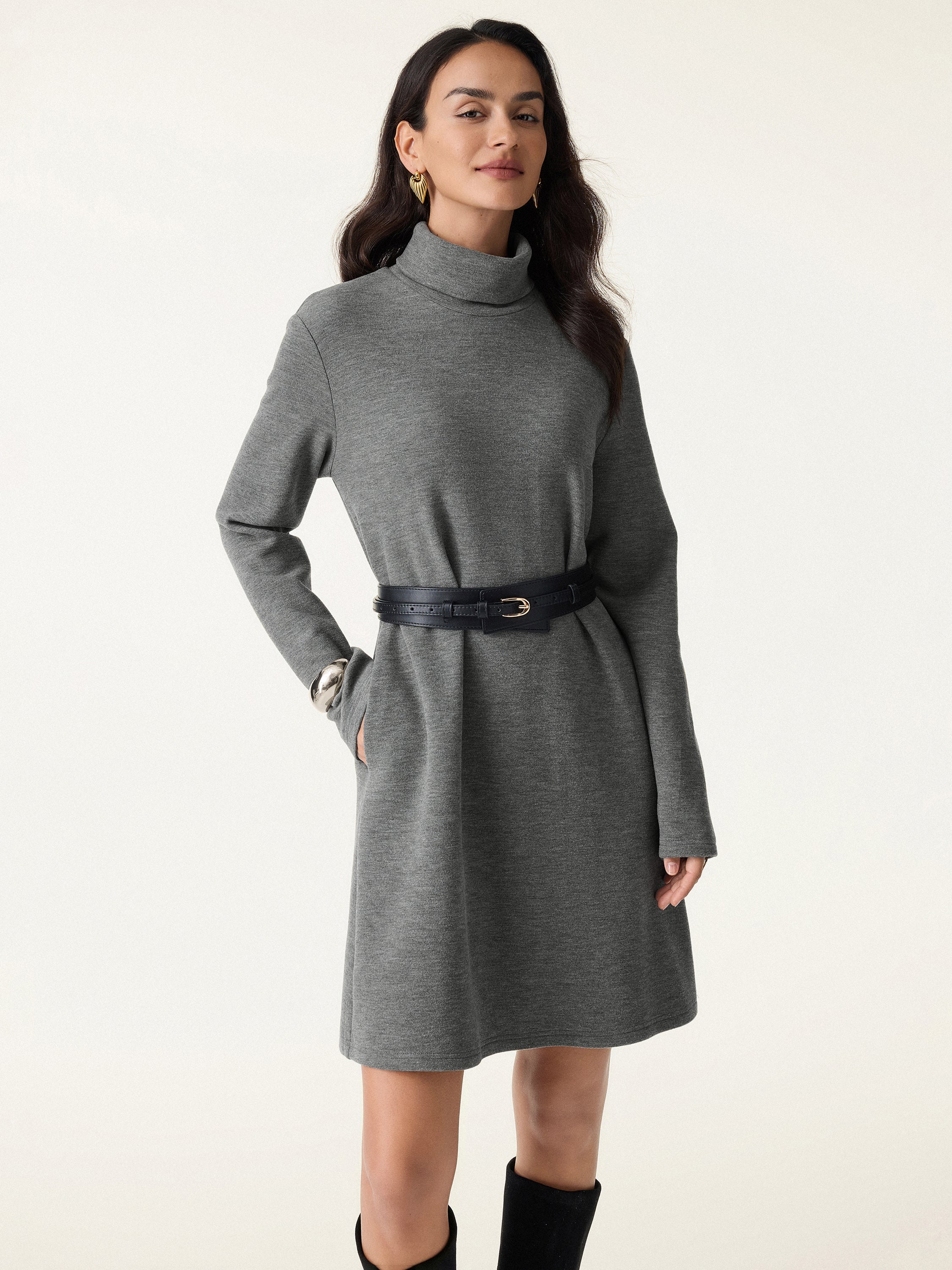 Jero™ | Cozy Warm Turtleneck Mini Dress