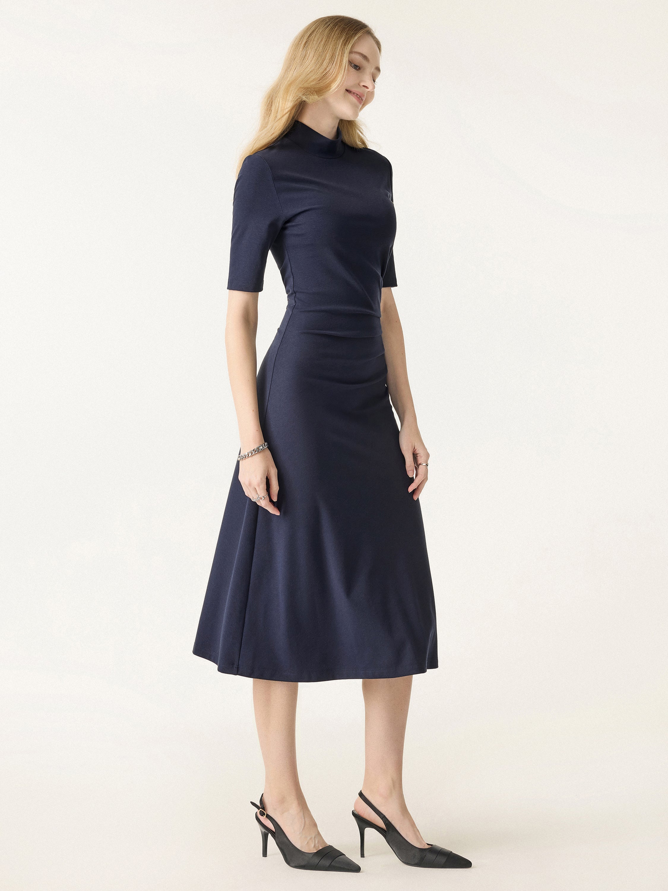 Jero™ | Length Sleeve Tucked Midi Dress