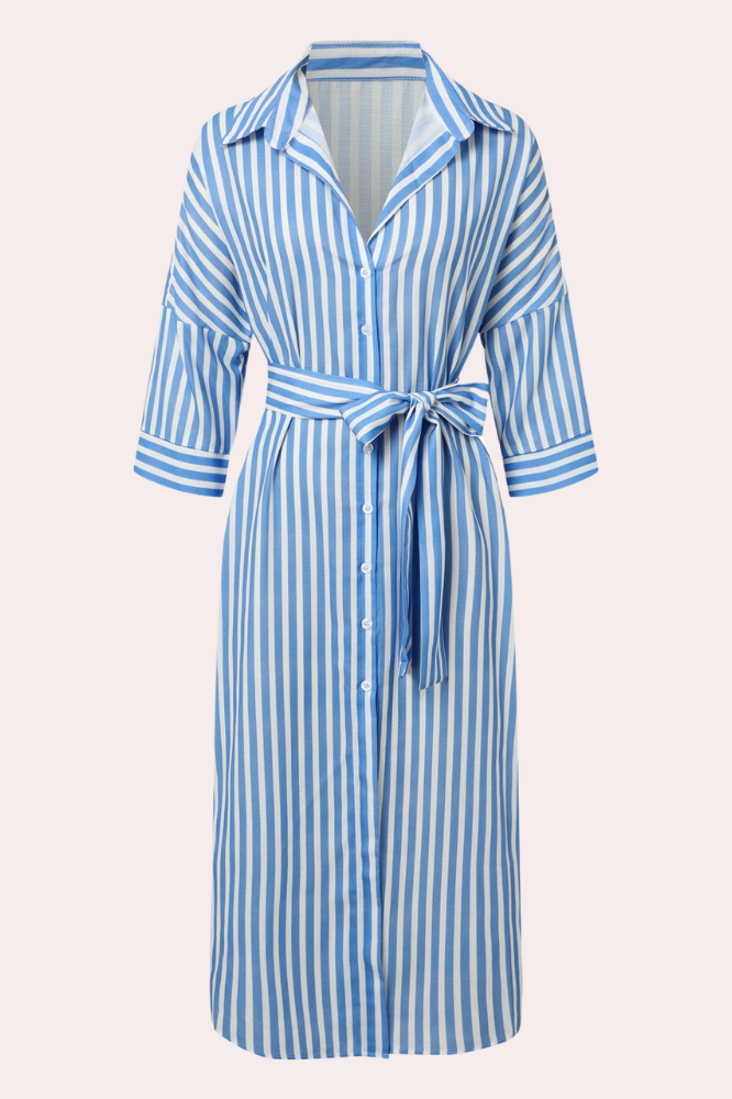 Noa - Relaxed Striped Shirt Midi Dress