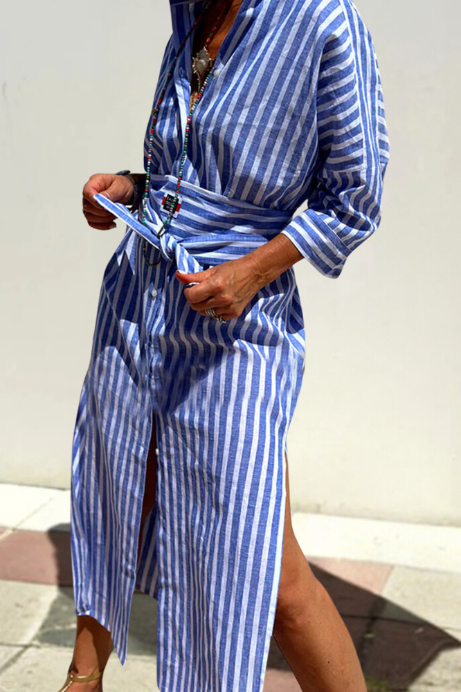Noa - Relaxed Striped Shirt Midi Dress