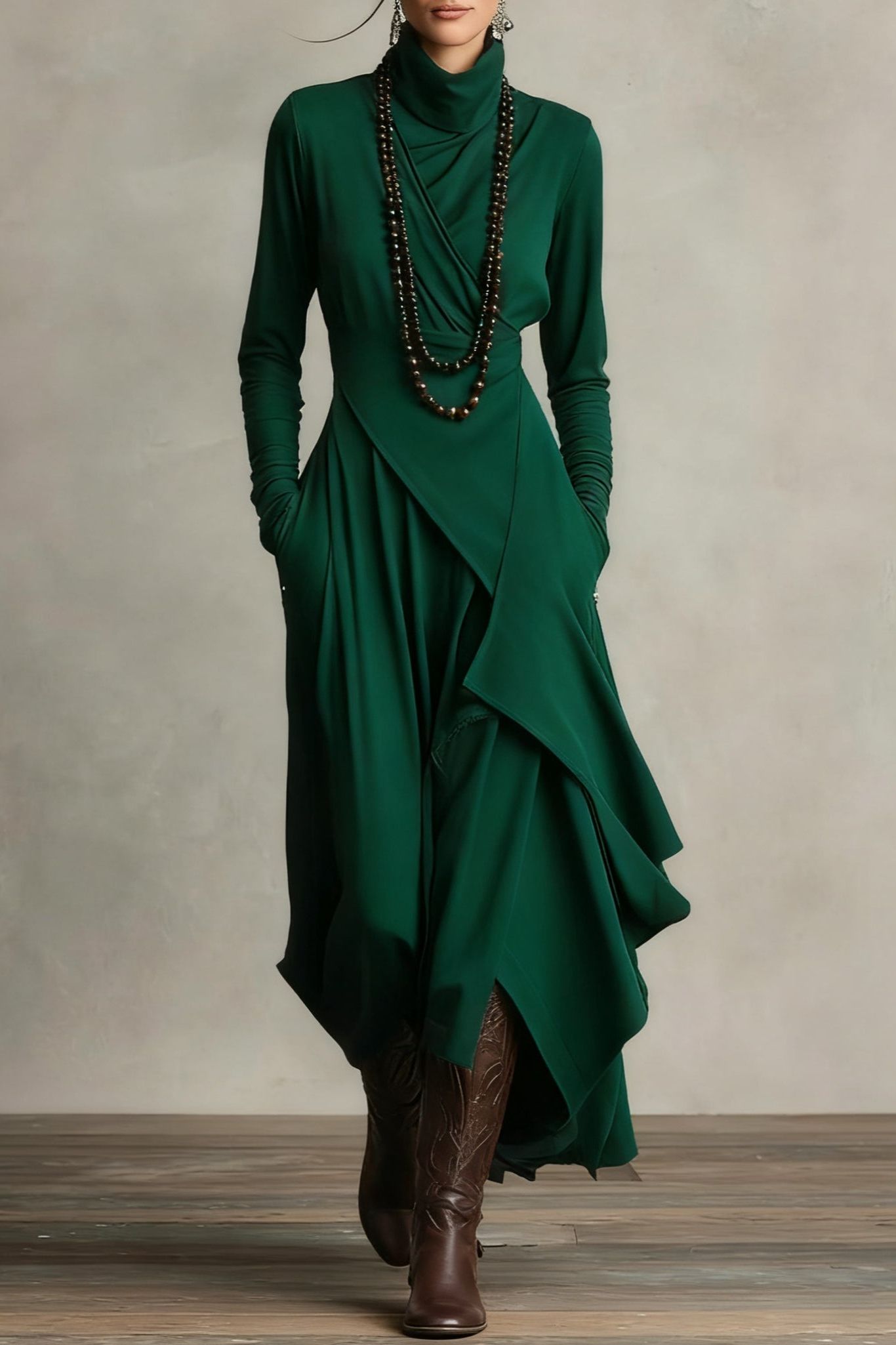 Giorgia - Purple Asymmetrical Pleated Maxi Dress