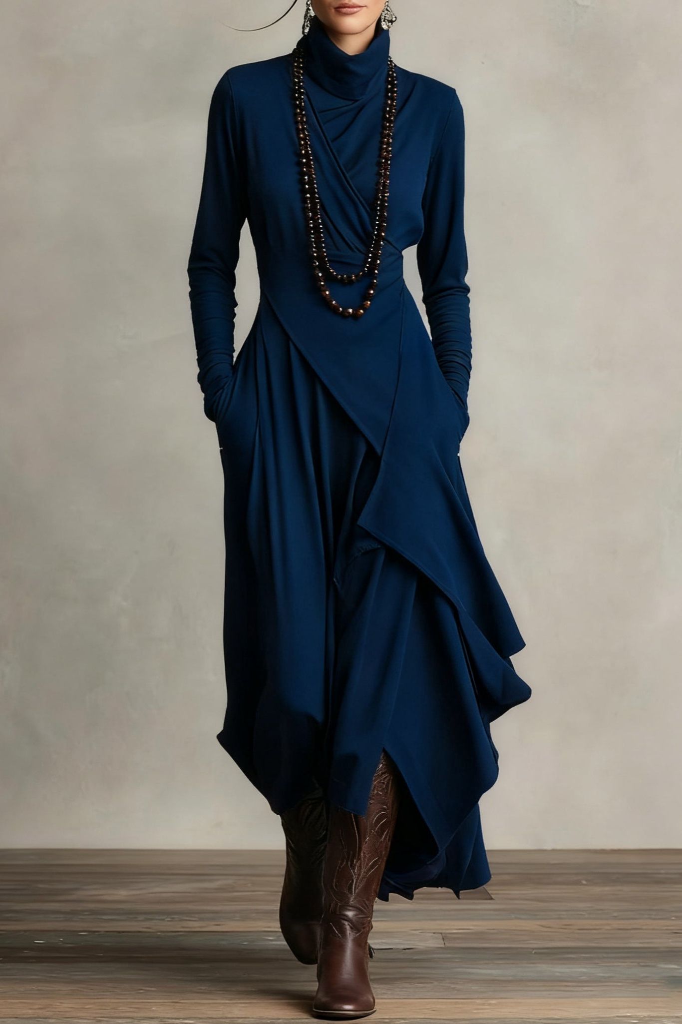 Giorgia - Purple Asymmetrical Pleated Maxi Dress