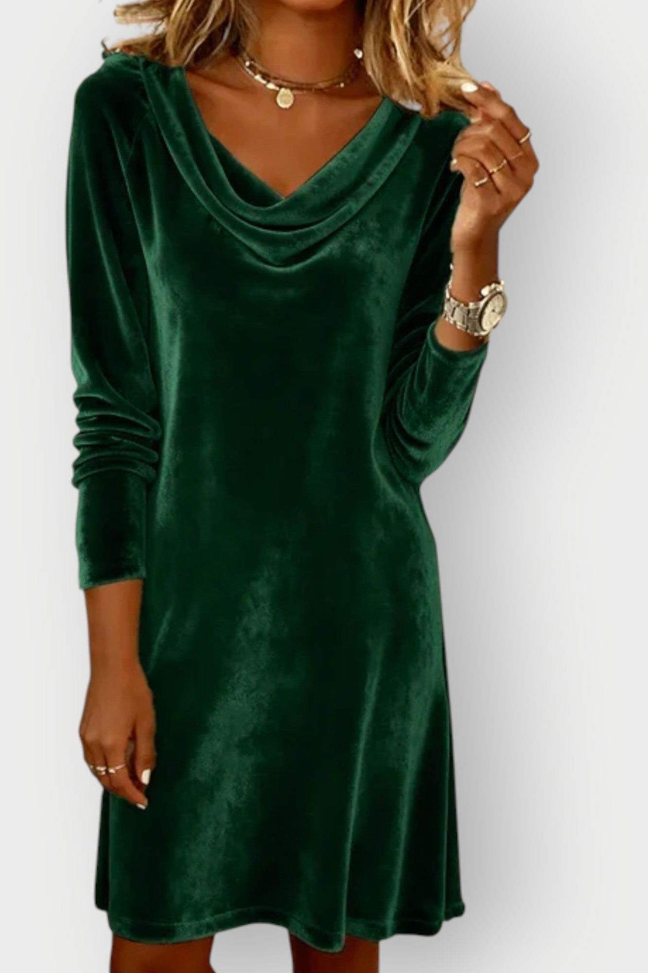 Kathleen - Drape Neck Velvet Dress