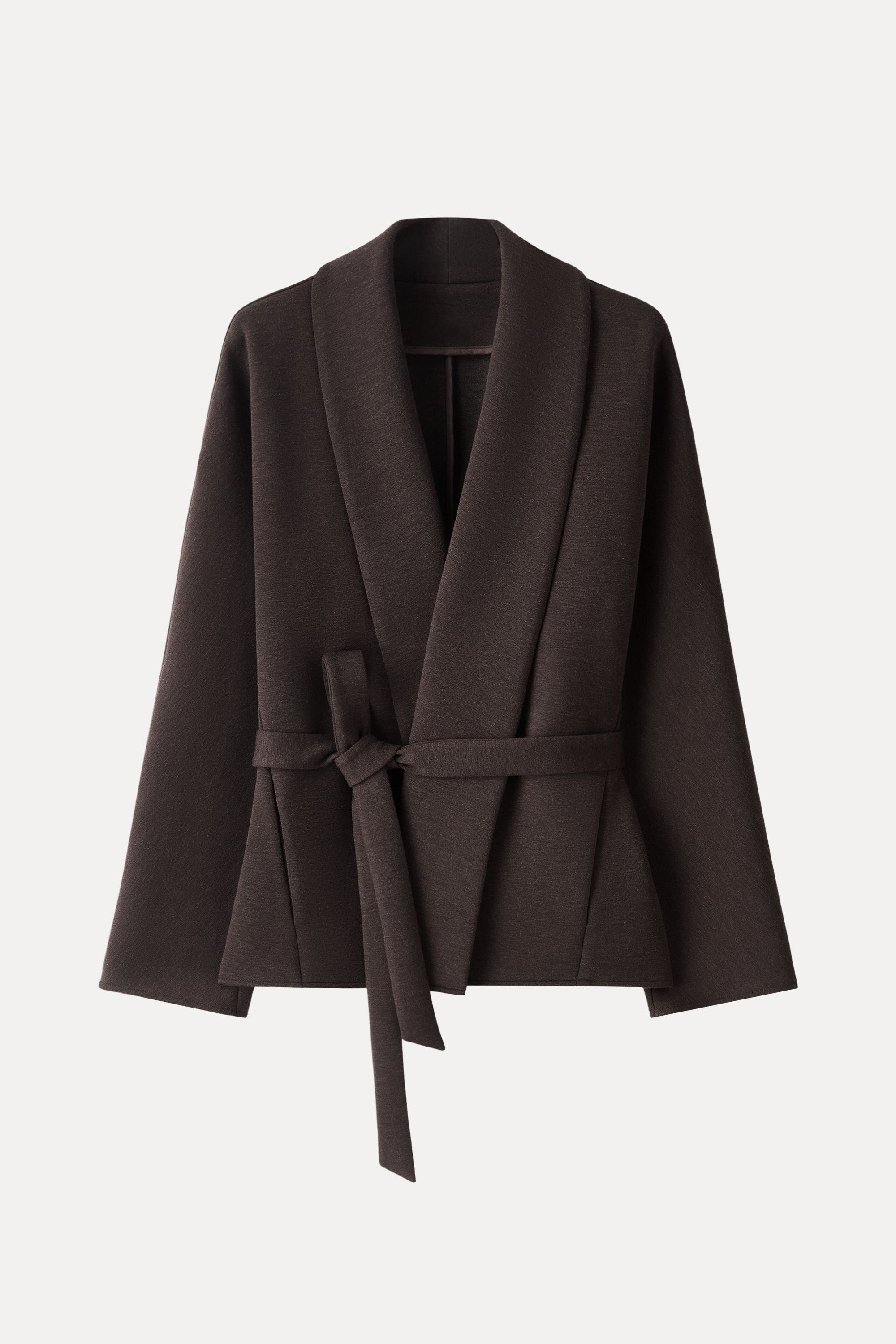 Shawl Neck Belted Jacket