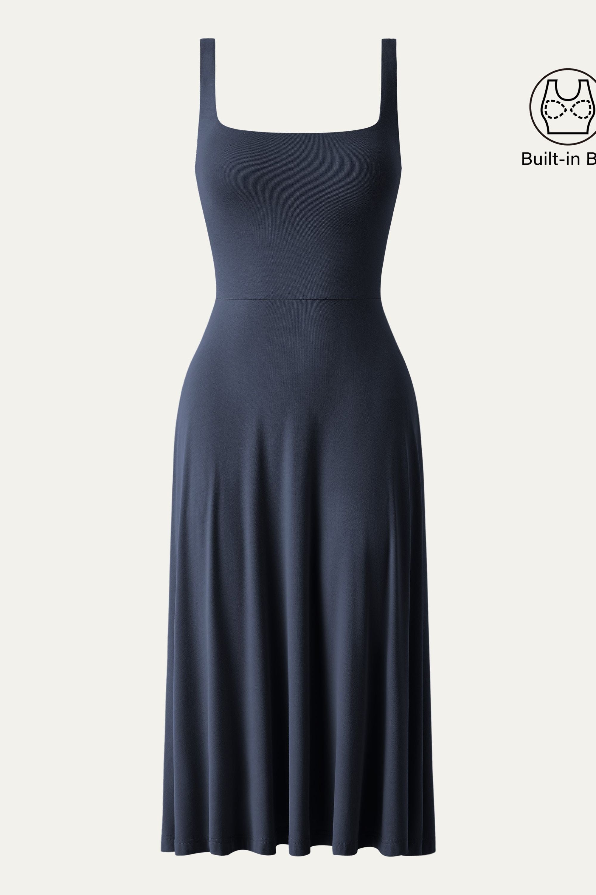 Square Neck Flowy New Airy Brami Midi Dress