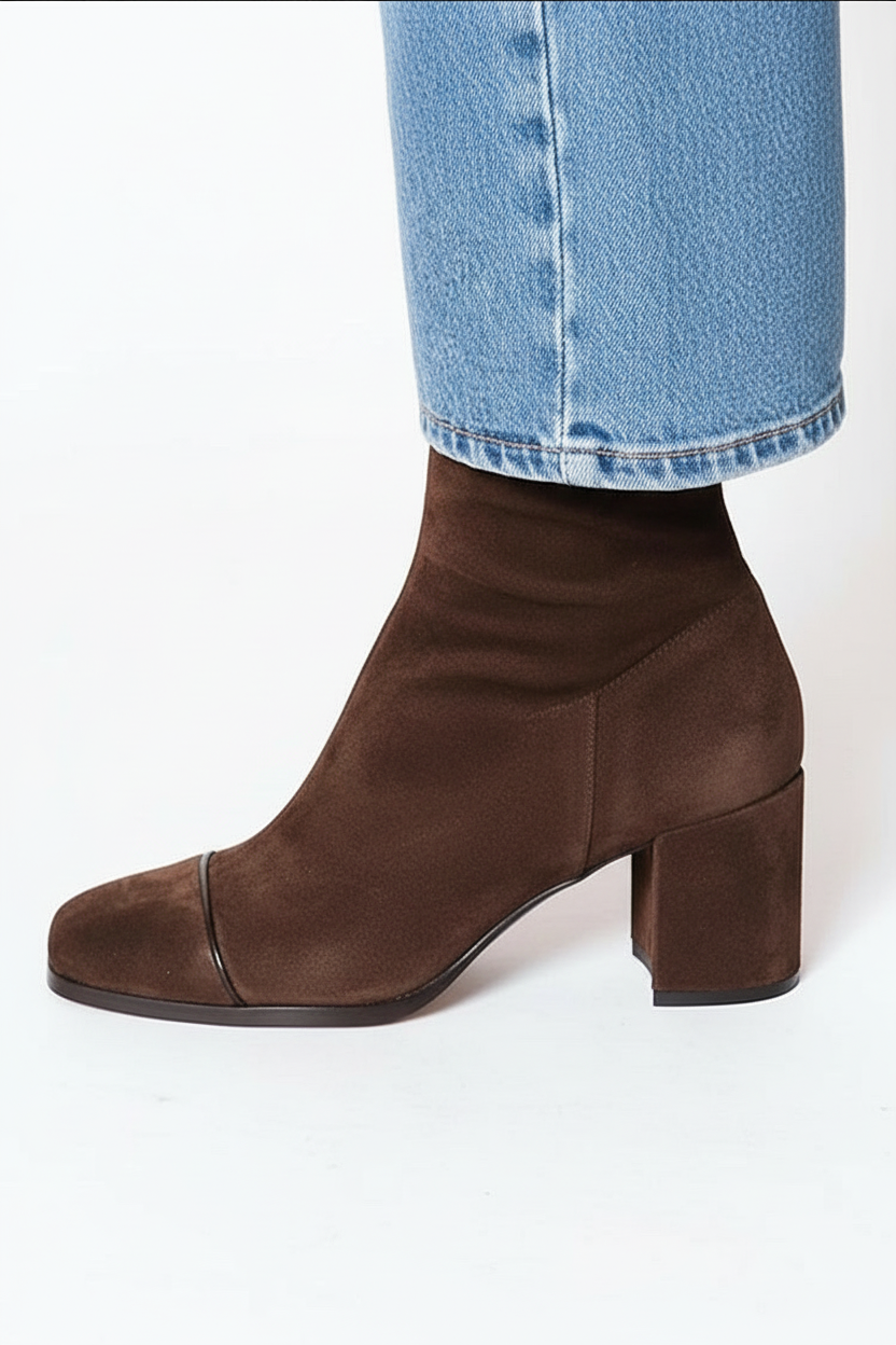 Square-Toe Heeled Boots
