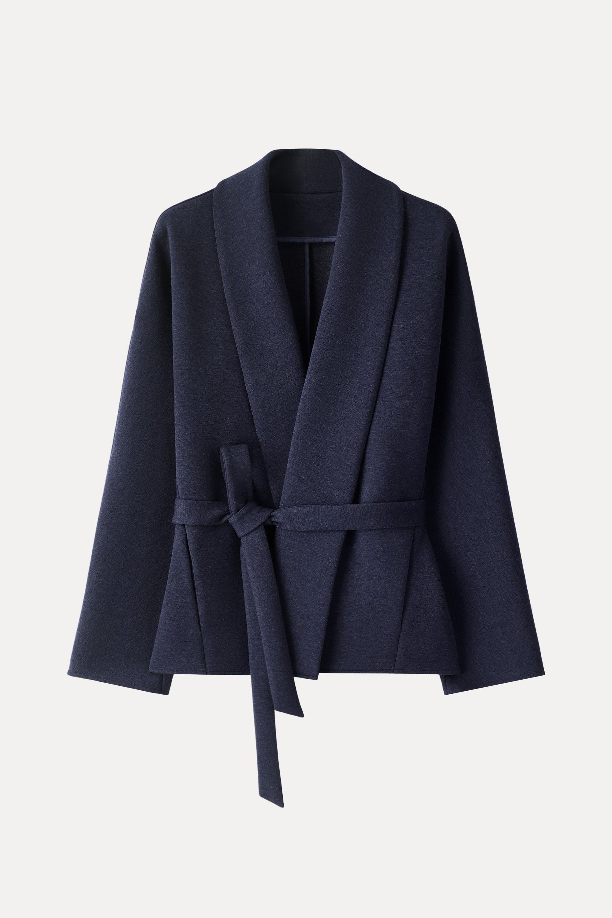 Shawl Neck Belted Jacket