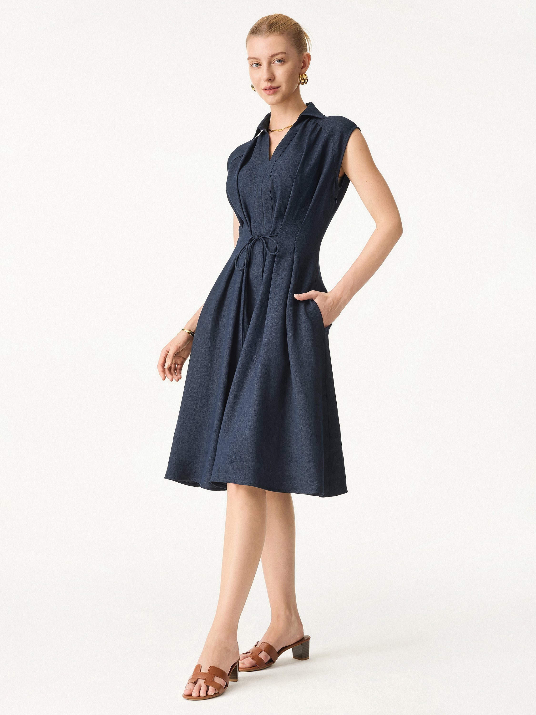Jero™ | V-neck Dress with Drawstring
