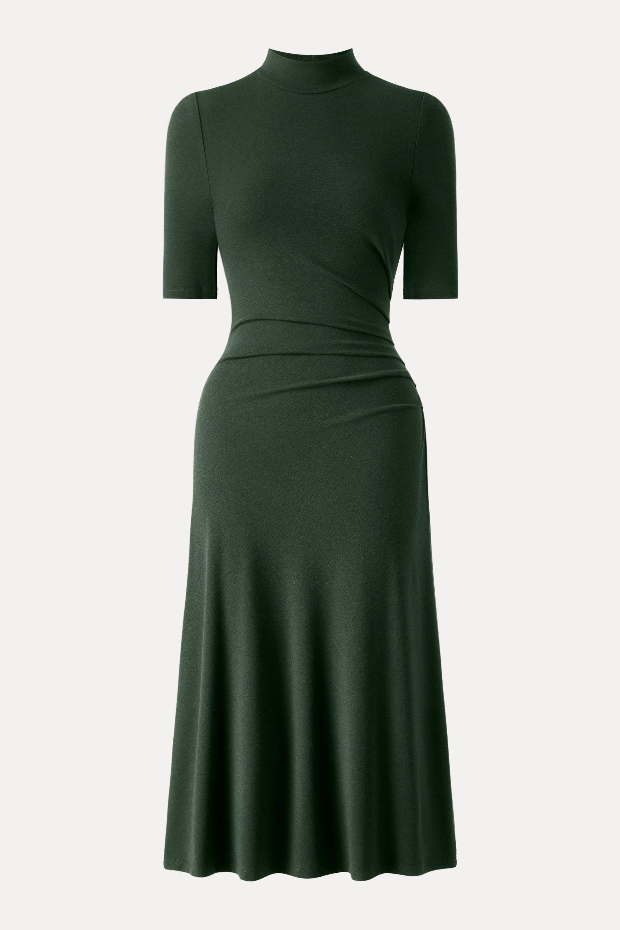 Length Sleeve Tucked Midi Dress