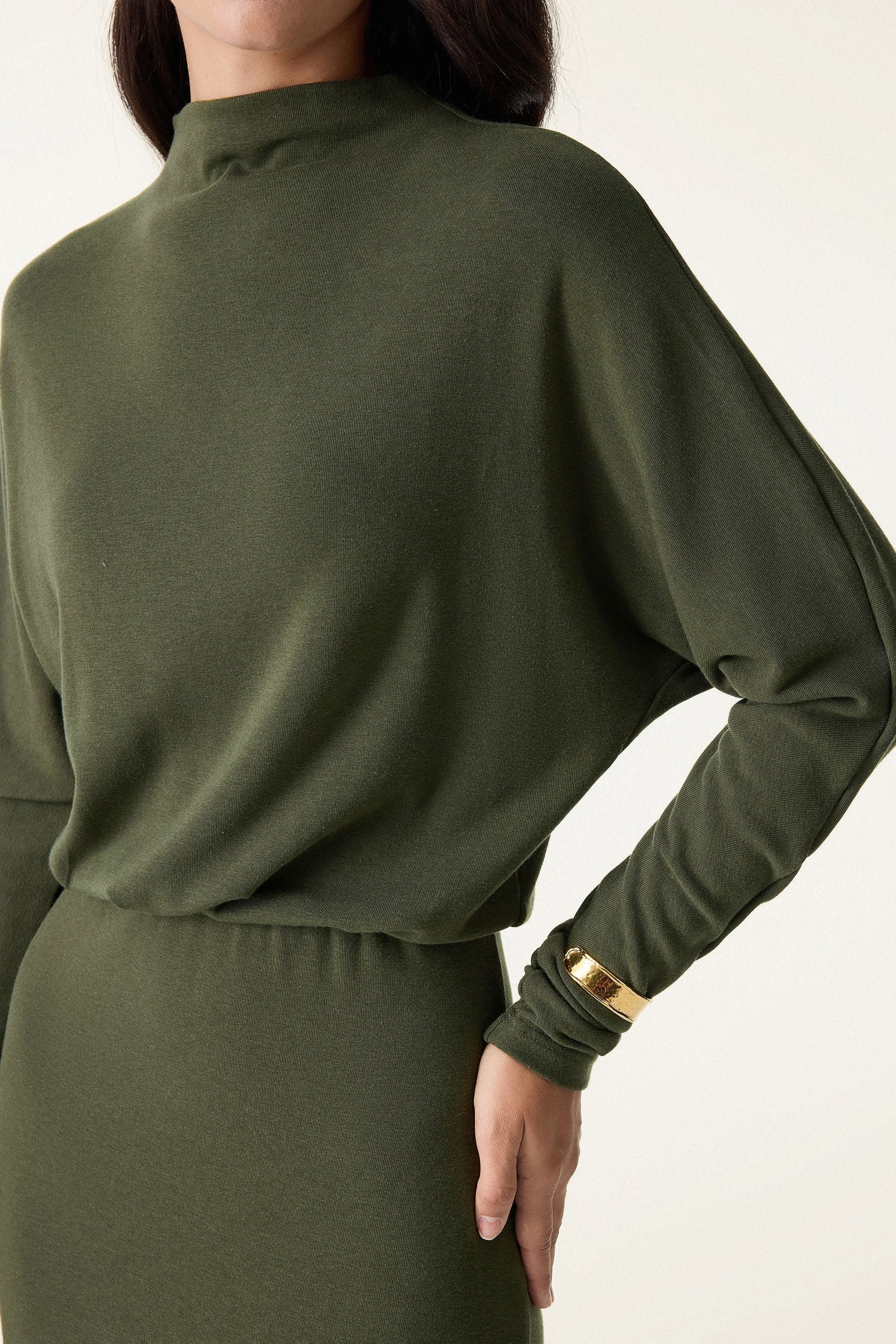 Sleeve Cinched Waist Dress