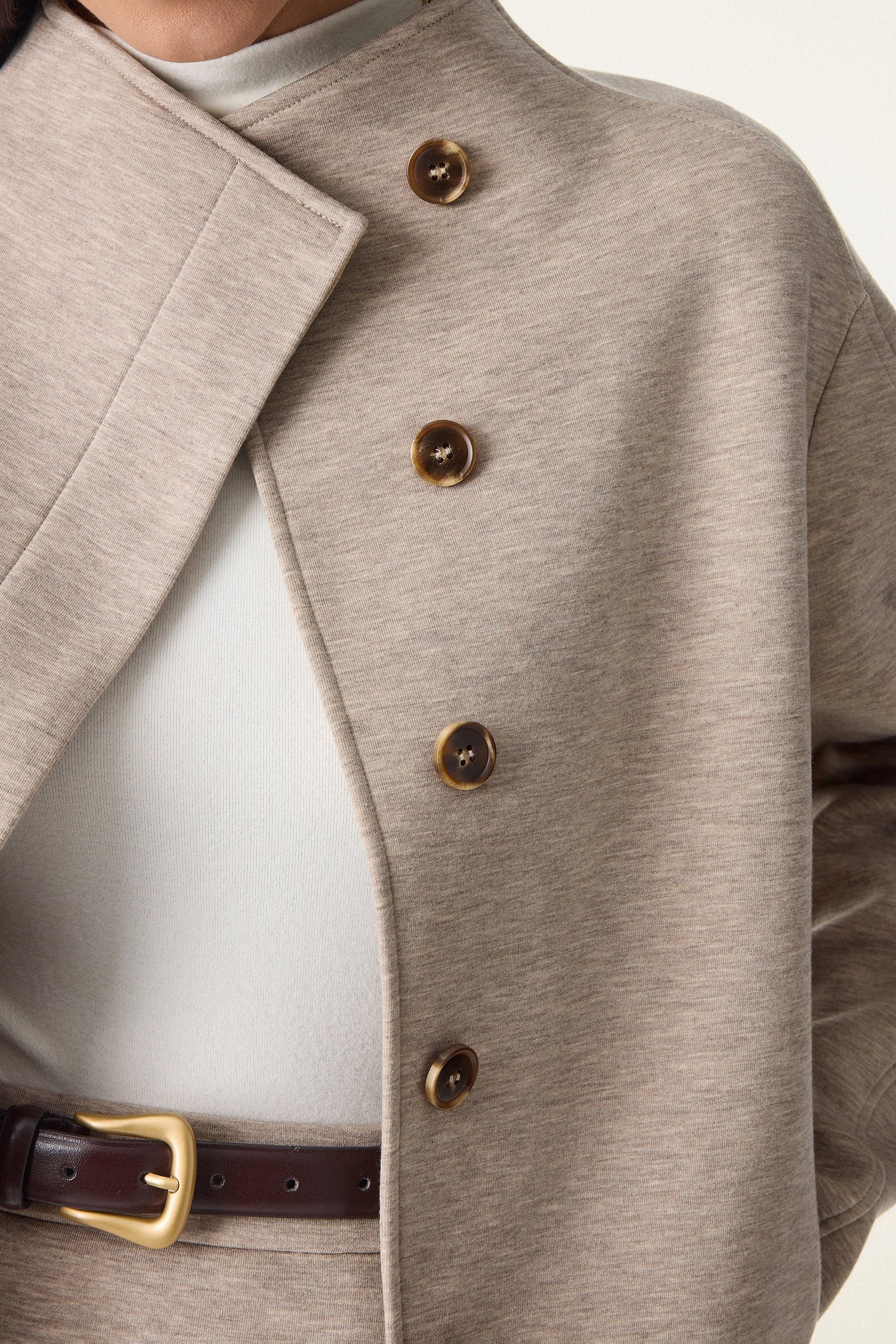 2Pcs Set Cropped Jacket & A-Line Pull on Skorts with Pockets