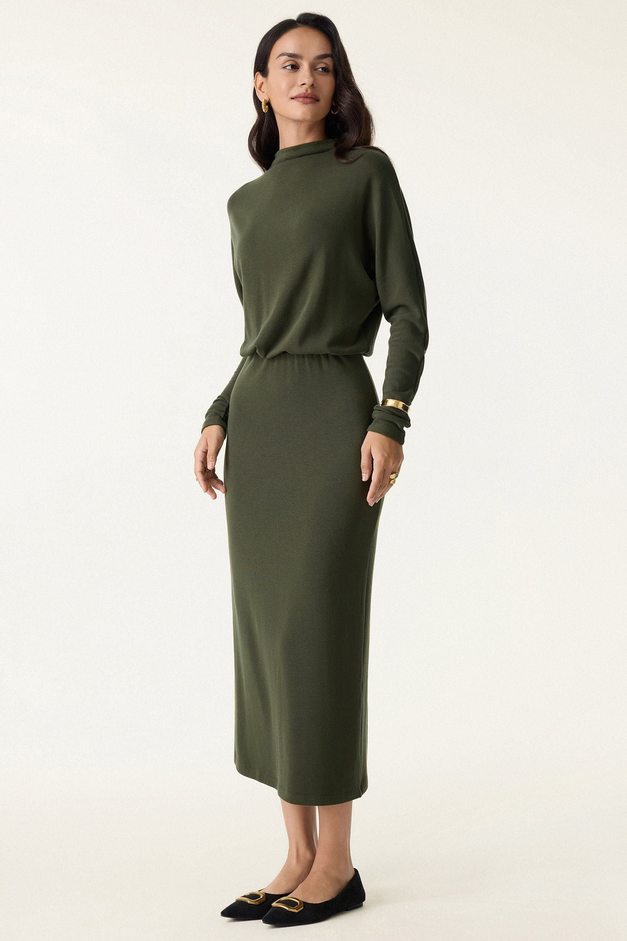 Sleeve Cinched Waist Dress