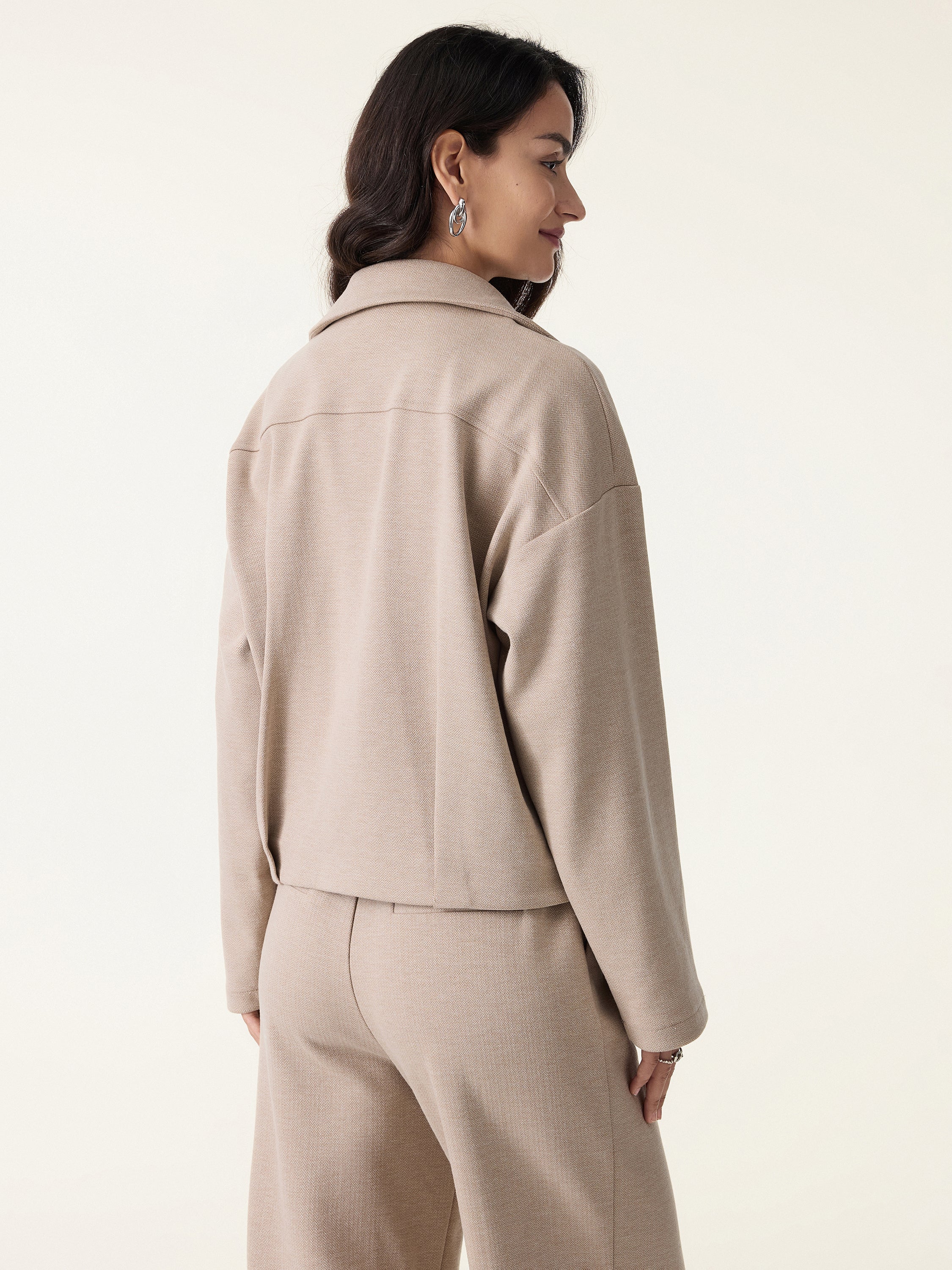 Jero ™ | 2Pcs Set Full Zip Jacket & Mid Rise Straight Leg Pants with Pockets