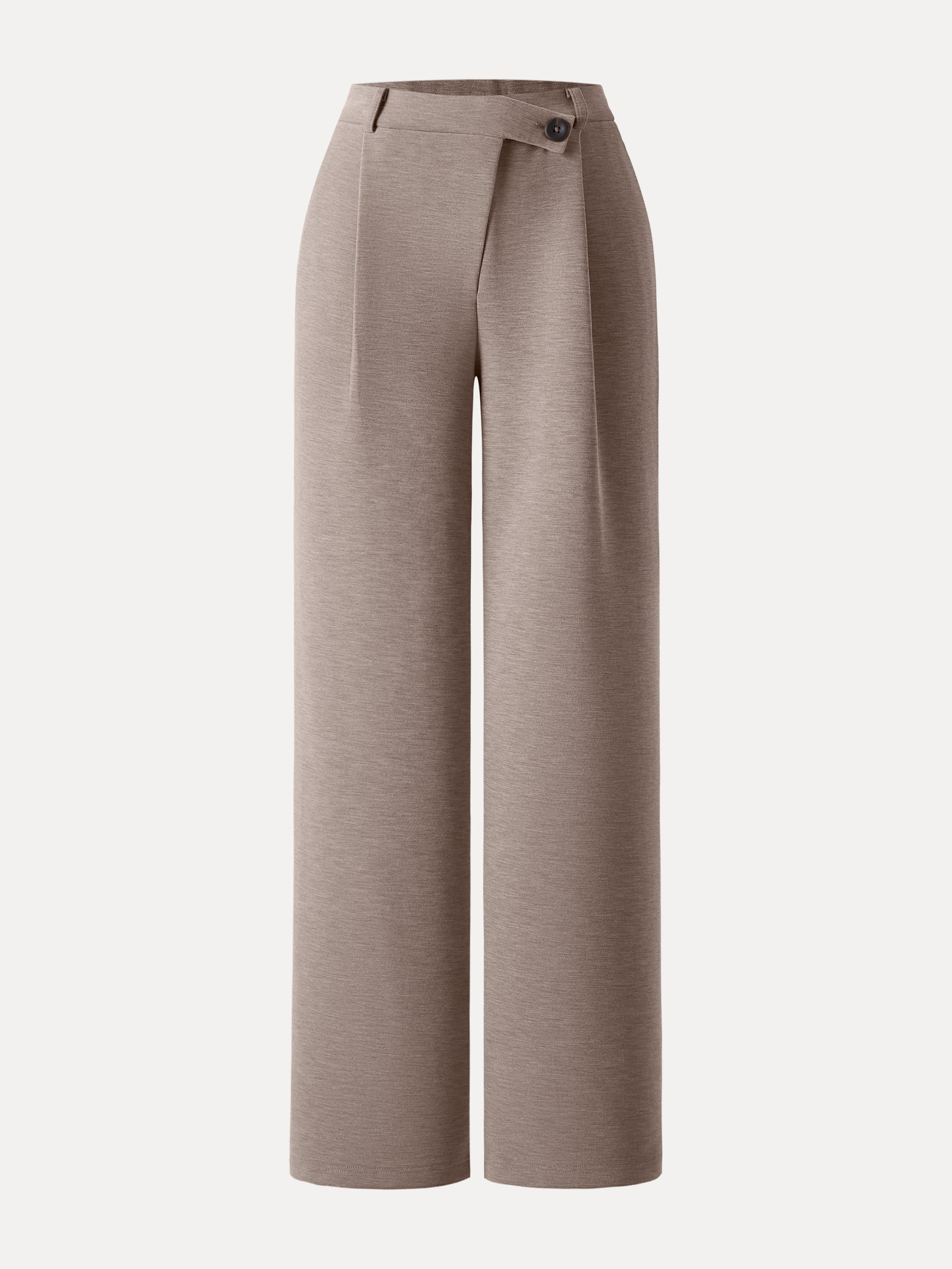 Jero™ | Cozy Warm High Rise Slanted Fly Front Wide Leg Pants