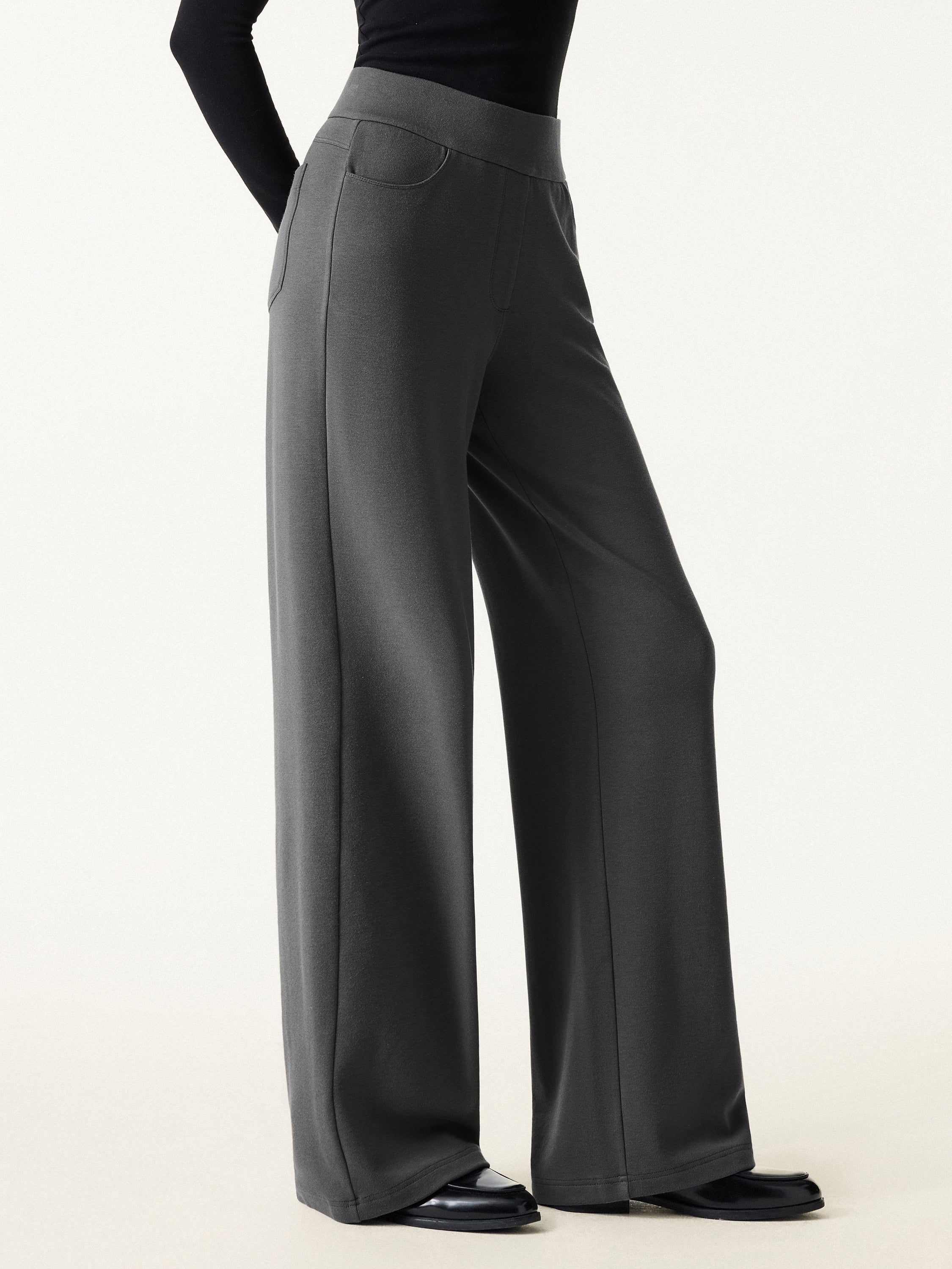 Jero™ | Waistband Wide Leg Pull-on Pants with Pockets