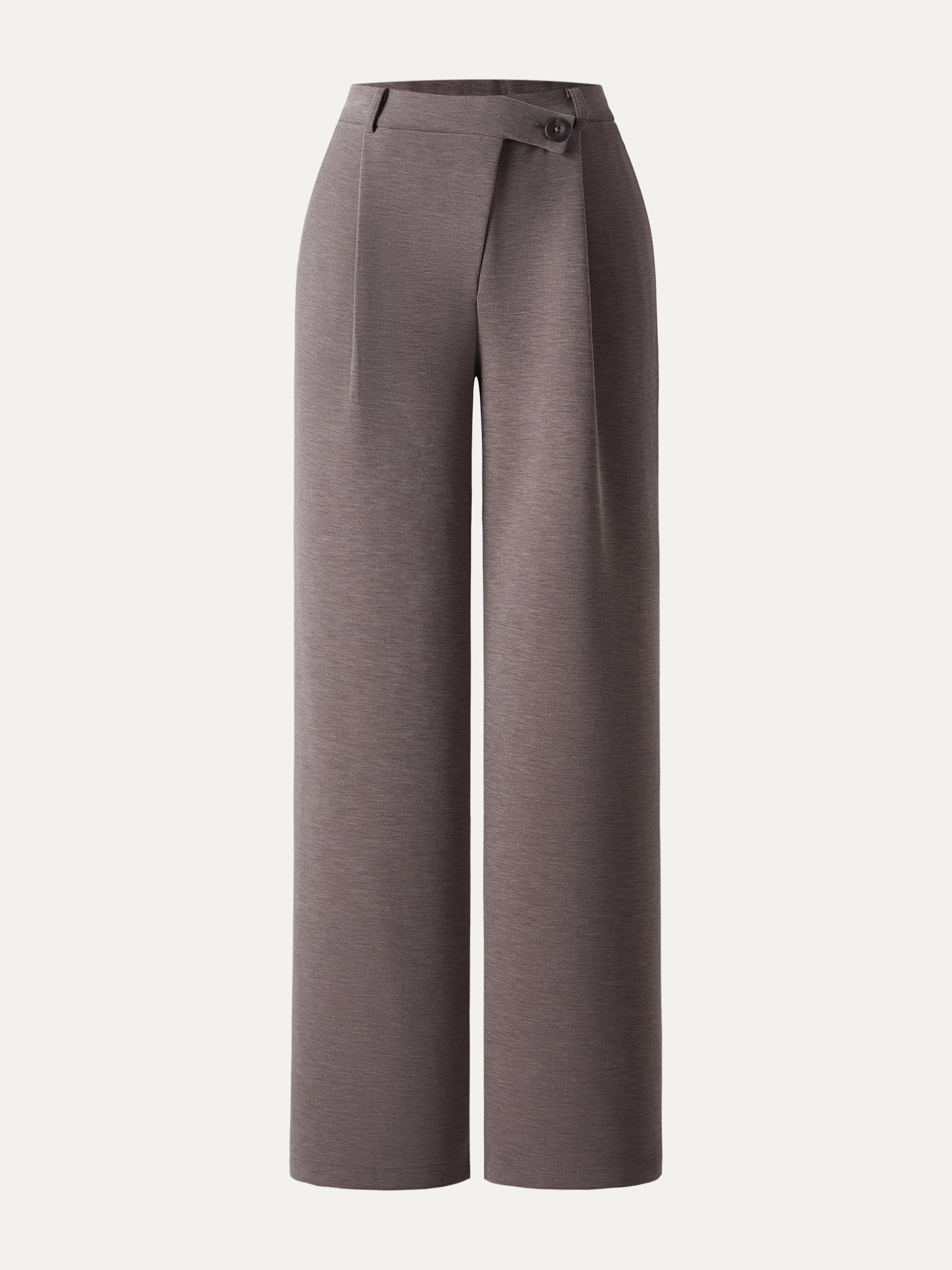 Jero™ | Cozy Warm High Rise Slanted Fly Front Wide Leg Pants