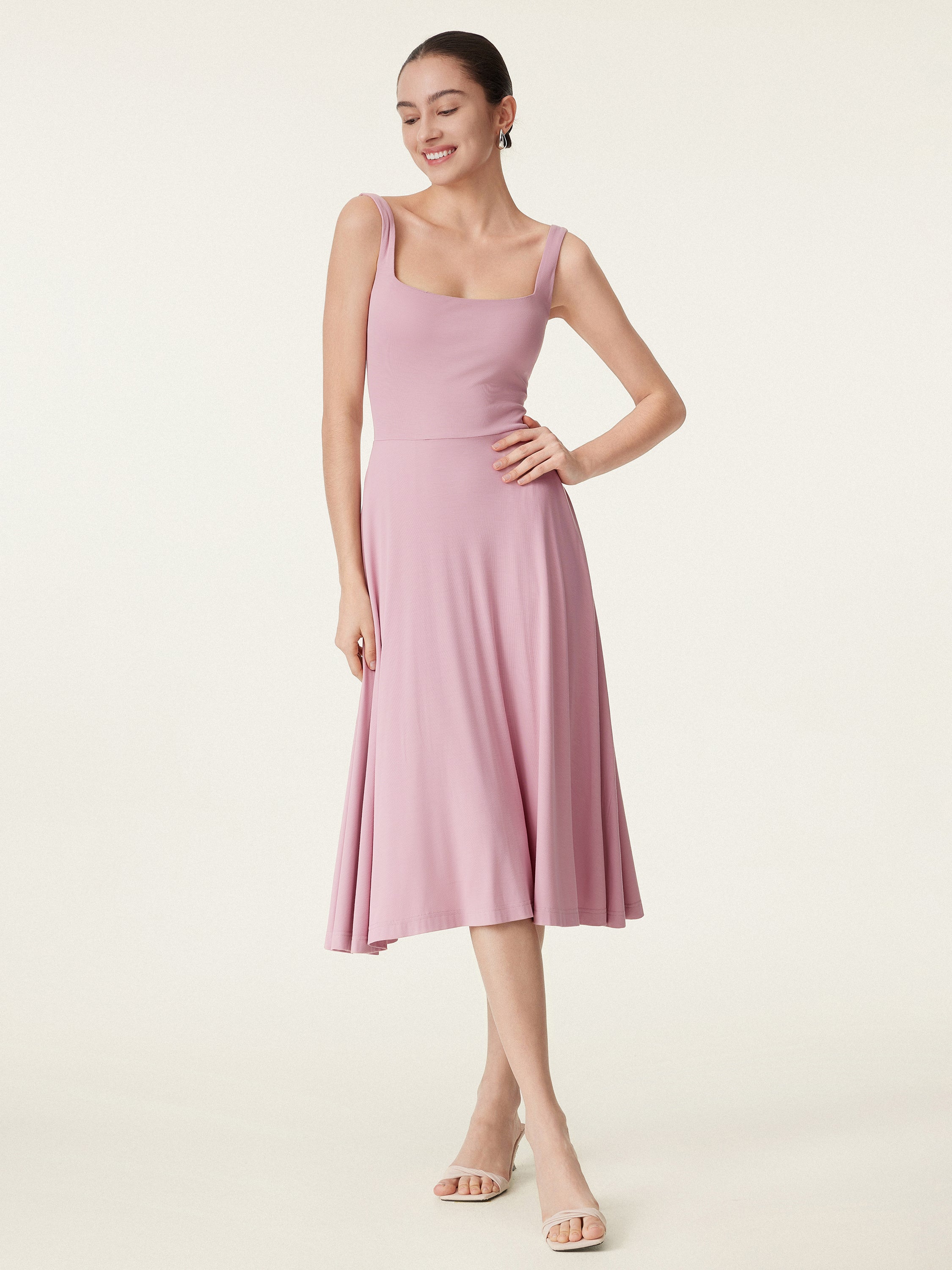 Jero™ | Square Neck Flowy New Airy Brami Midi Dress