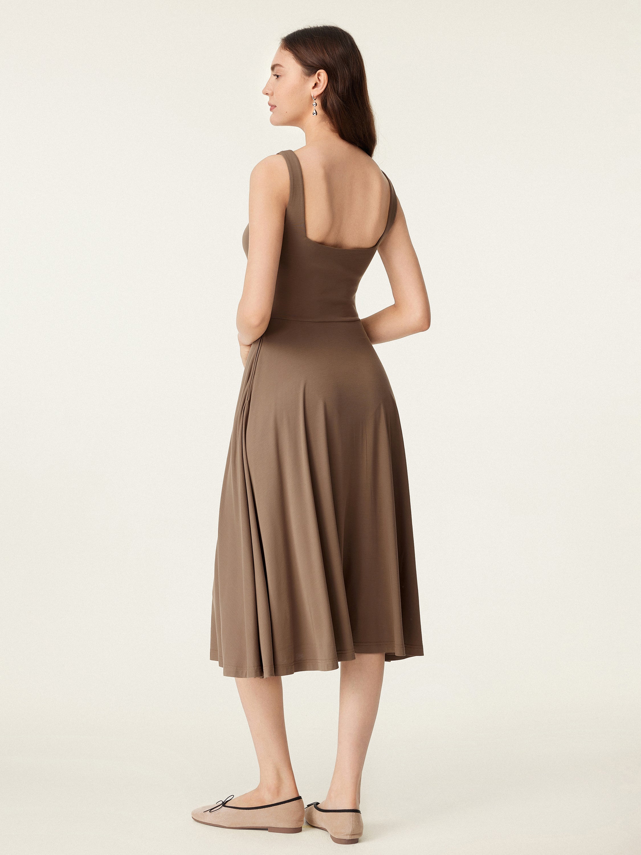 Jero™ | Square Neck Flowy New Airy Brami Midi Dress