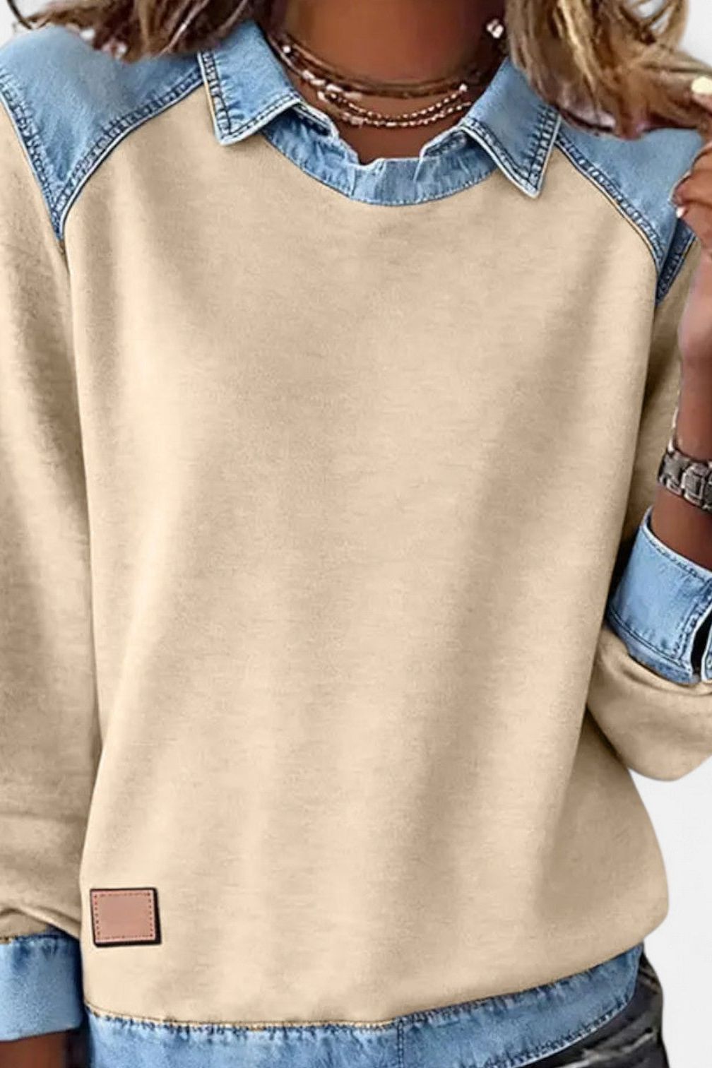 Denim-knit sweater
