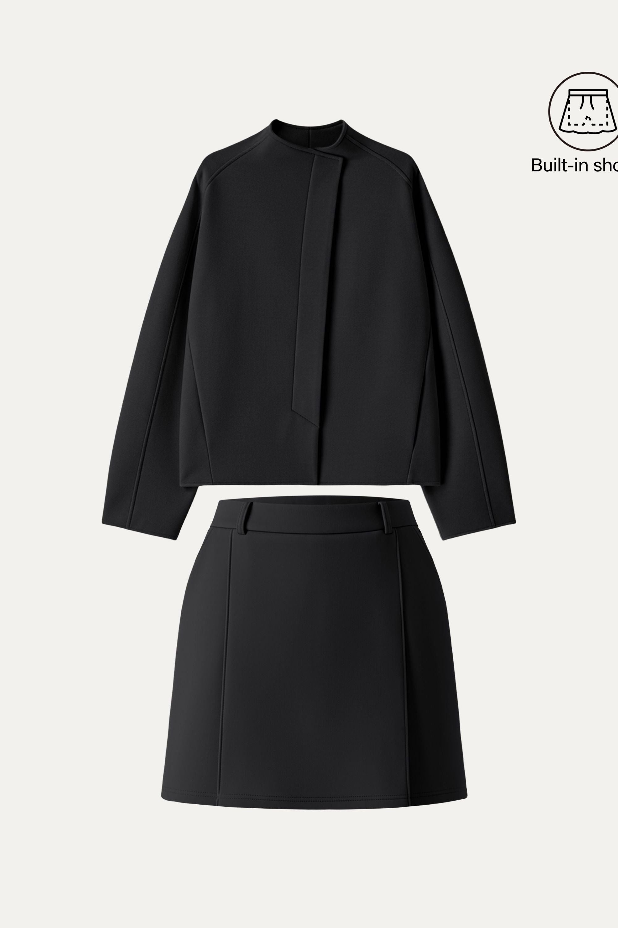 2Pcs Set  Cropped Jacket & A-Line Pull on Skorts with Pockets