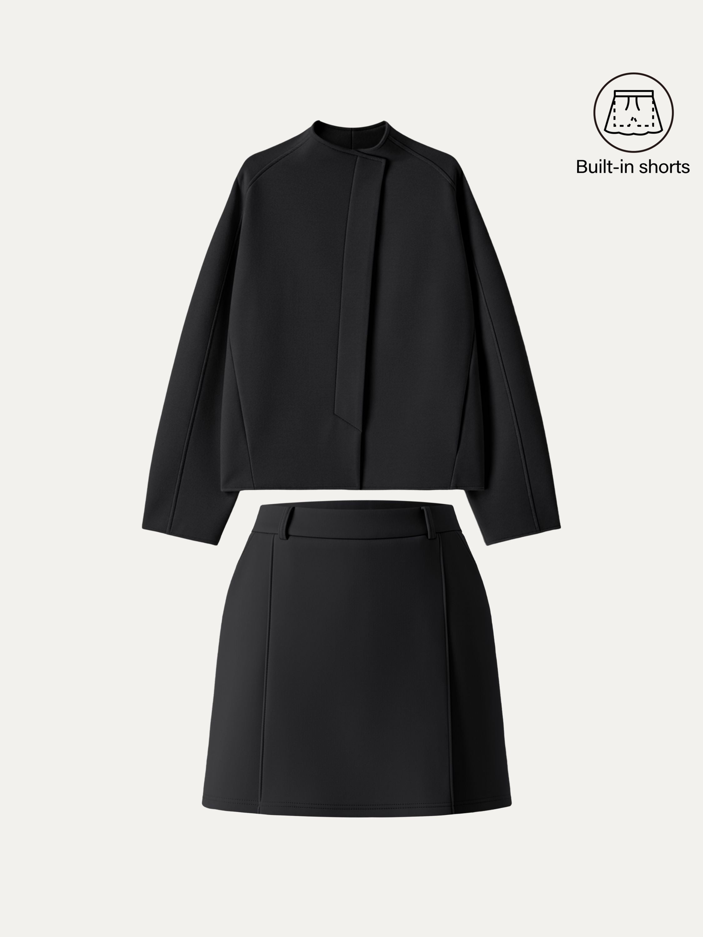 Jero ™ | 2Pcs Set  Cropped Jacket & A-Line Pull on Skorts with Pockets