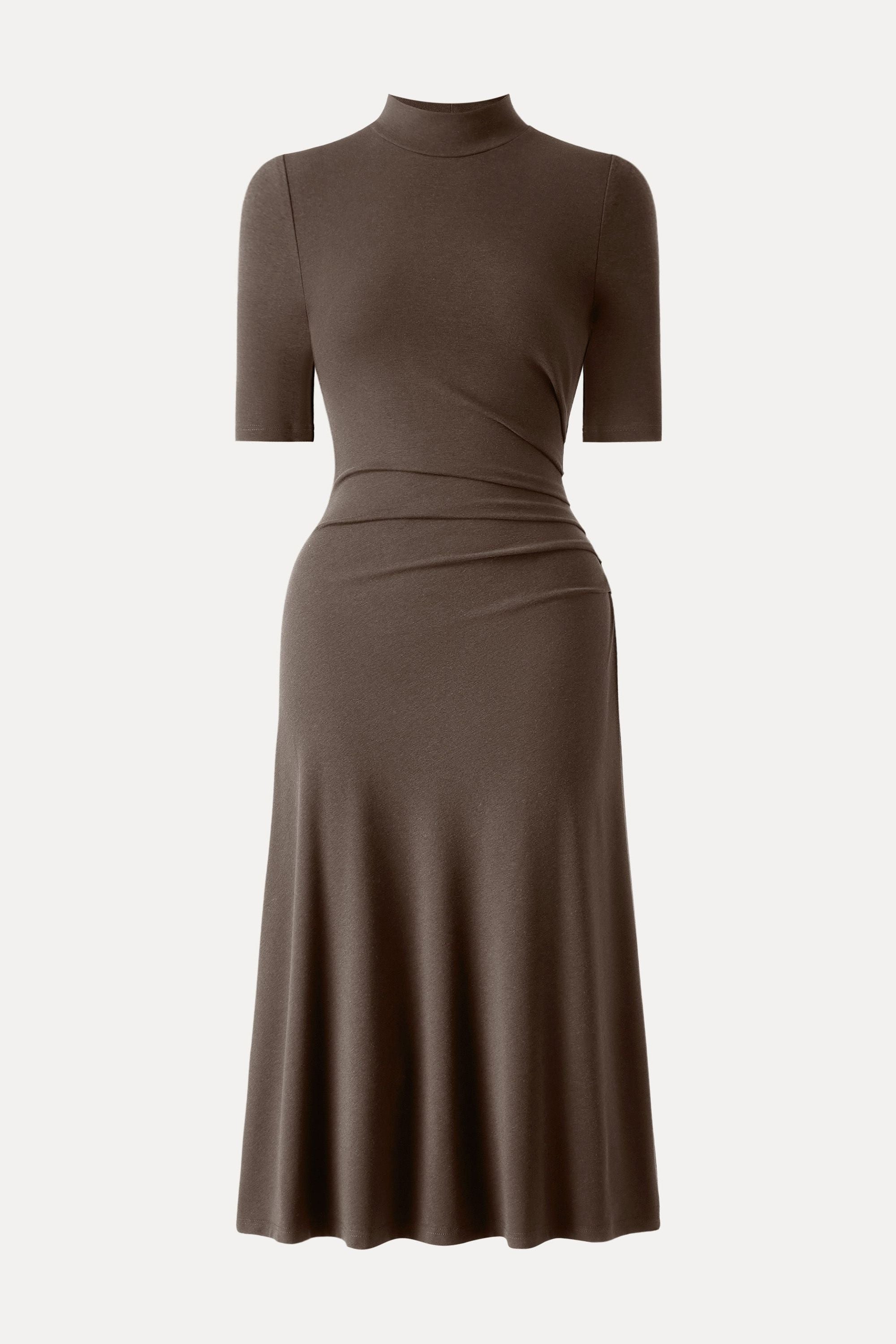 Length Sleeve Tucked Midi Dress