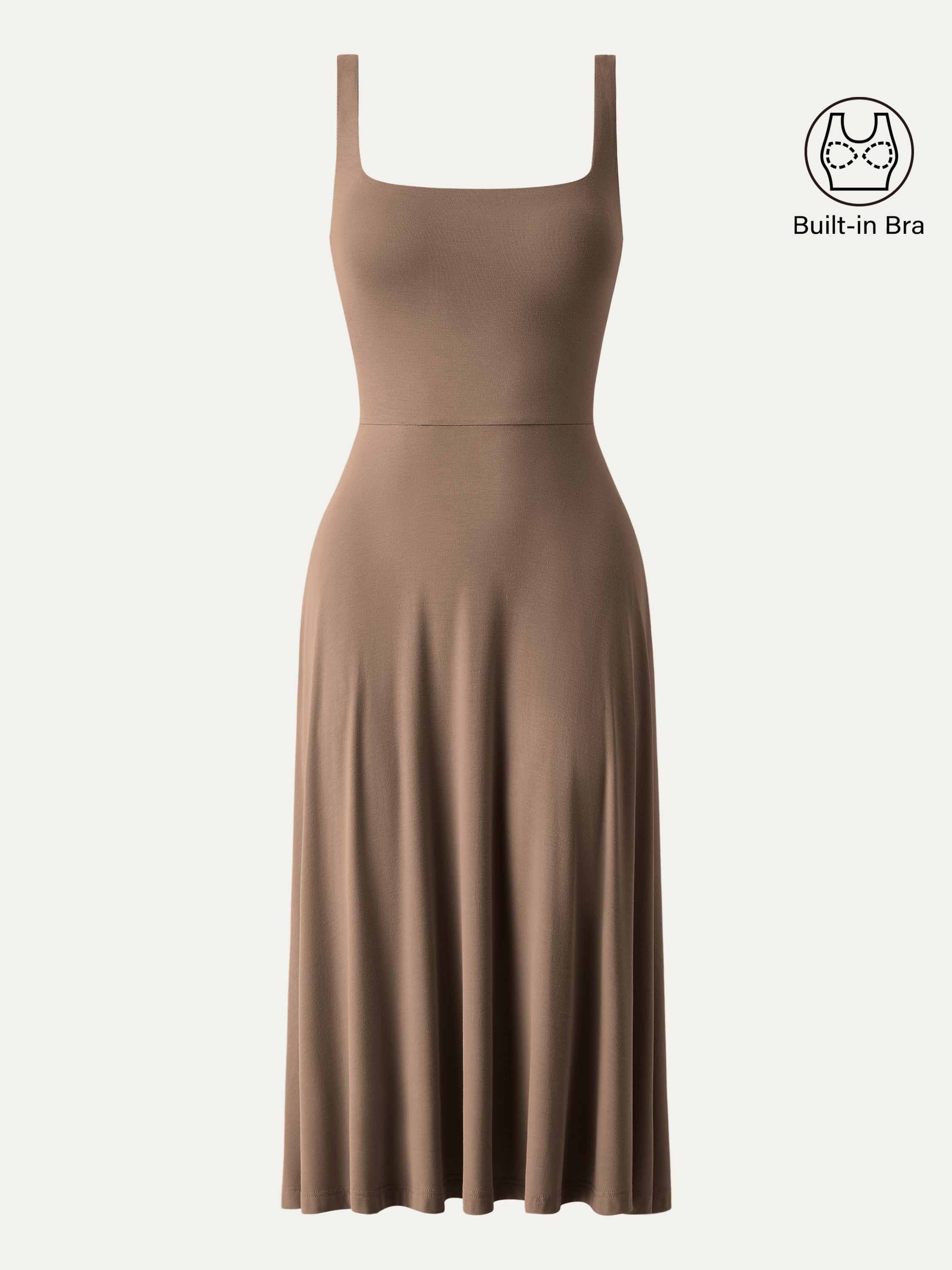 Jero™ | Square Neck Flowy New Airy Brami Midi Dress
