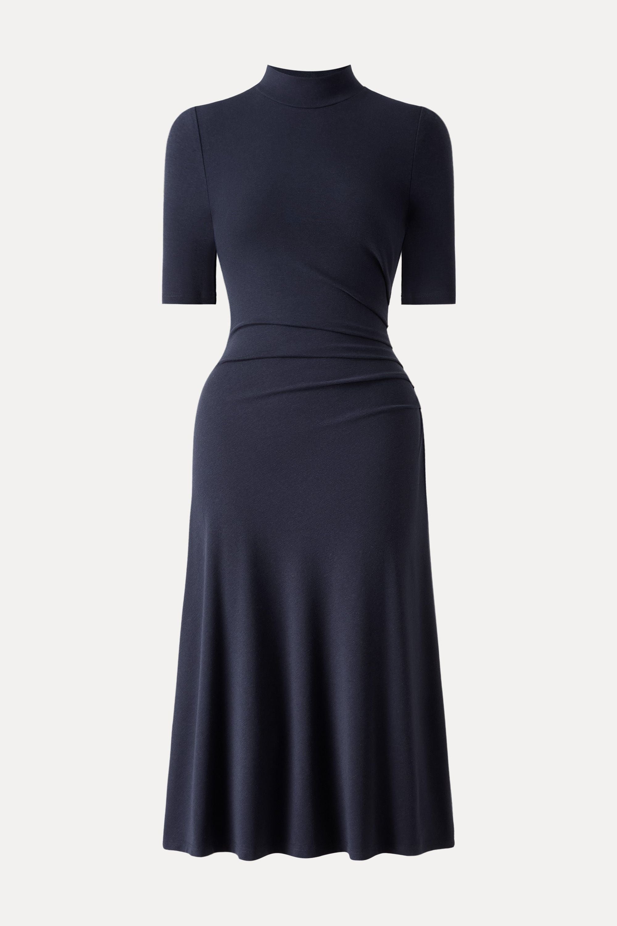 Length Sleeve Tucked Midi Dress