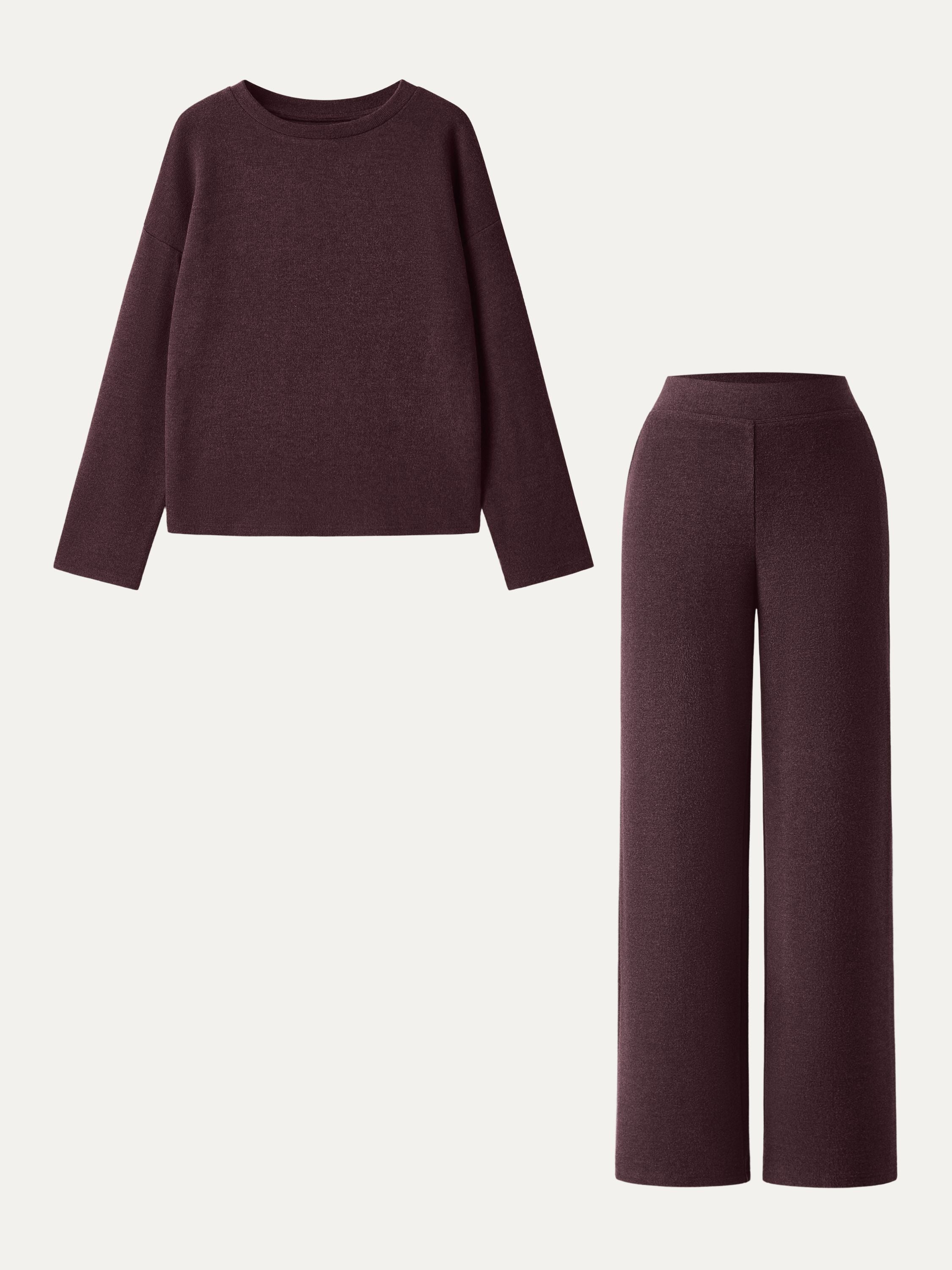 Jero ™ | 2Pcs Set Long Sleeve Top & Mid Rise Straight Leg Pants