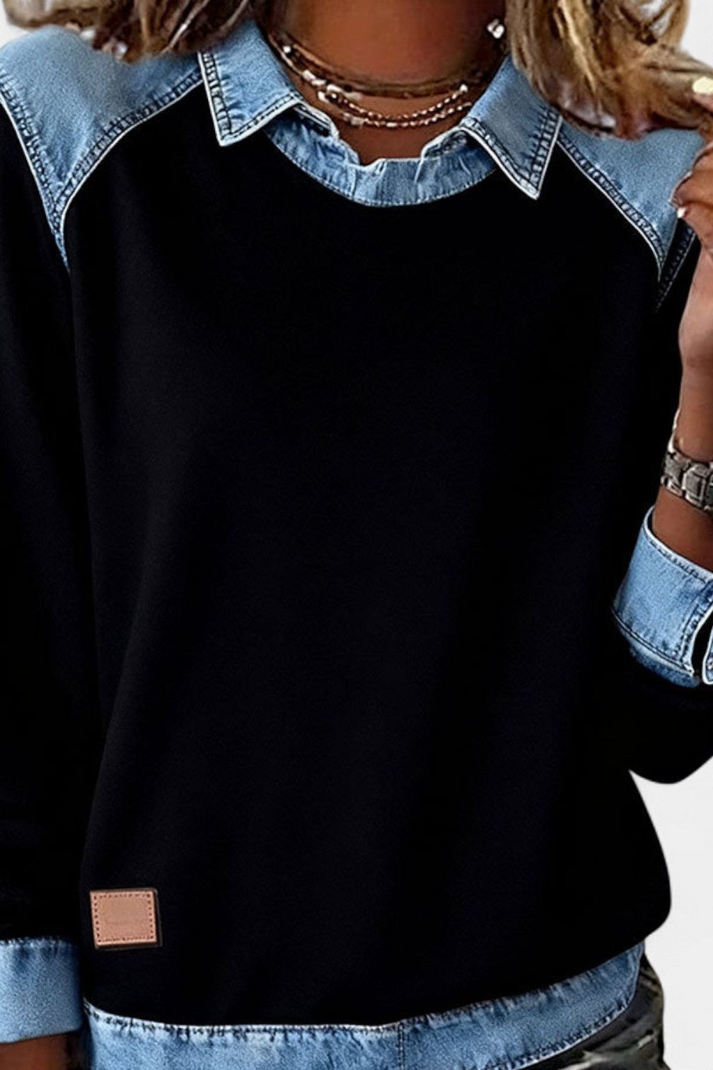 Denim-knit sweater